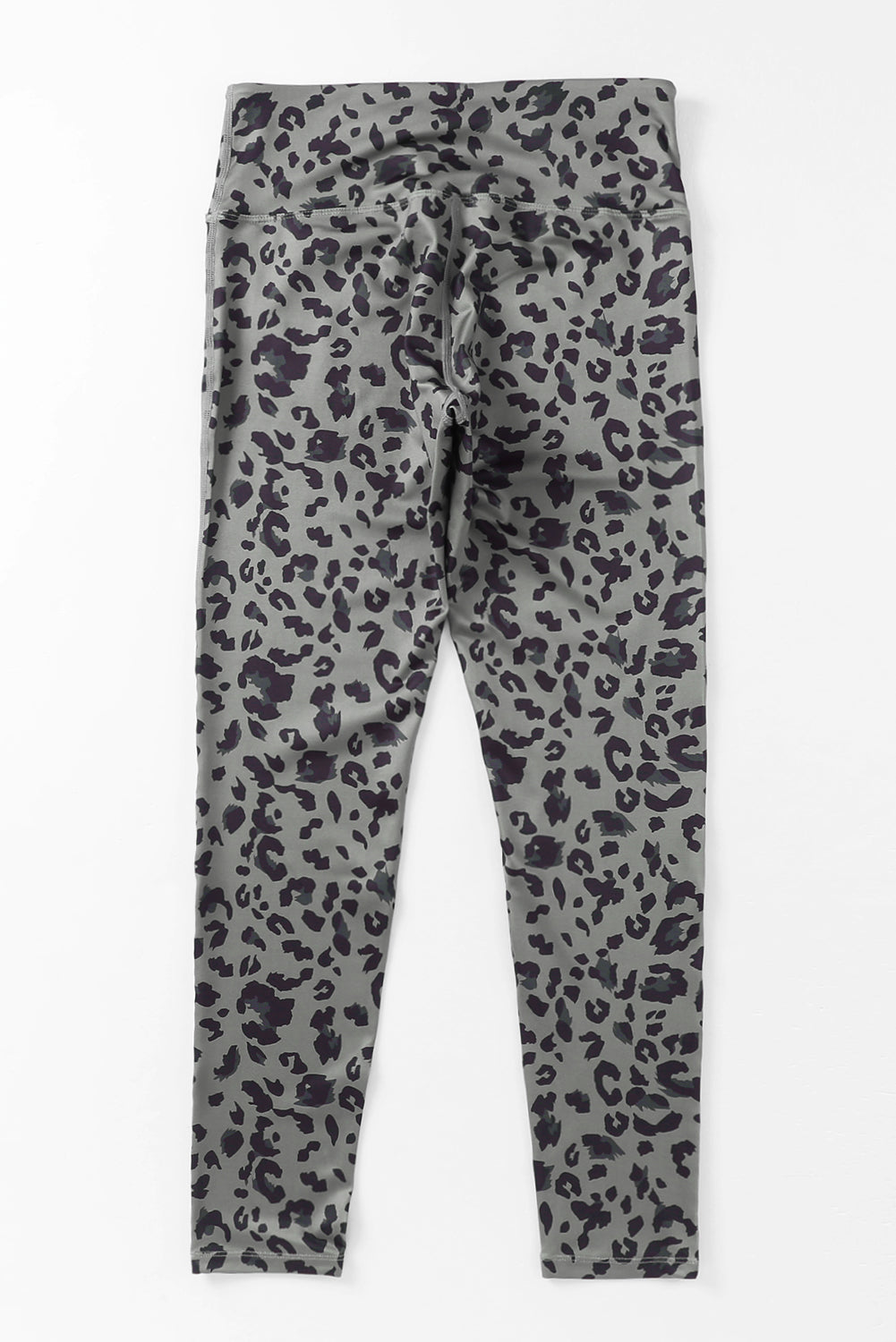 Grey Leopard Print Casual High Waist Leggings - MAD RUFFI