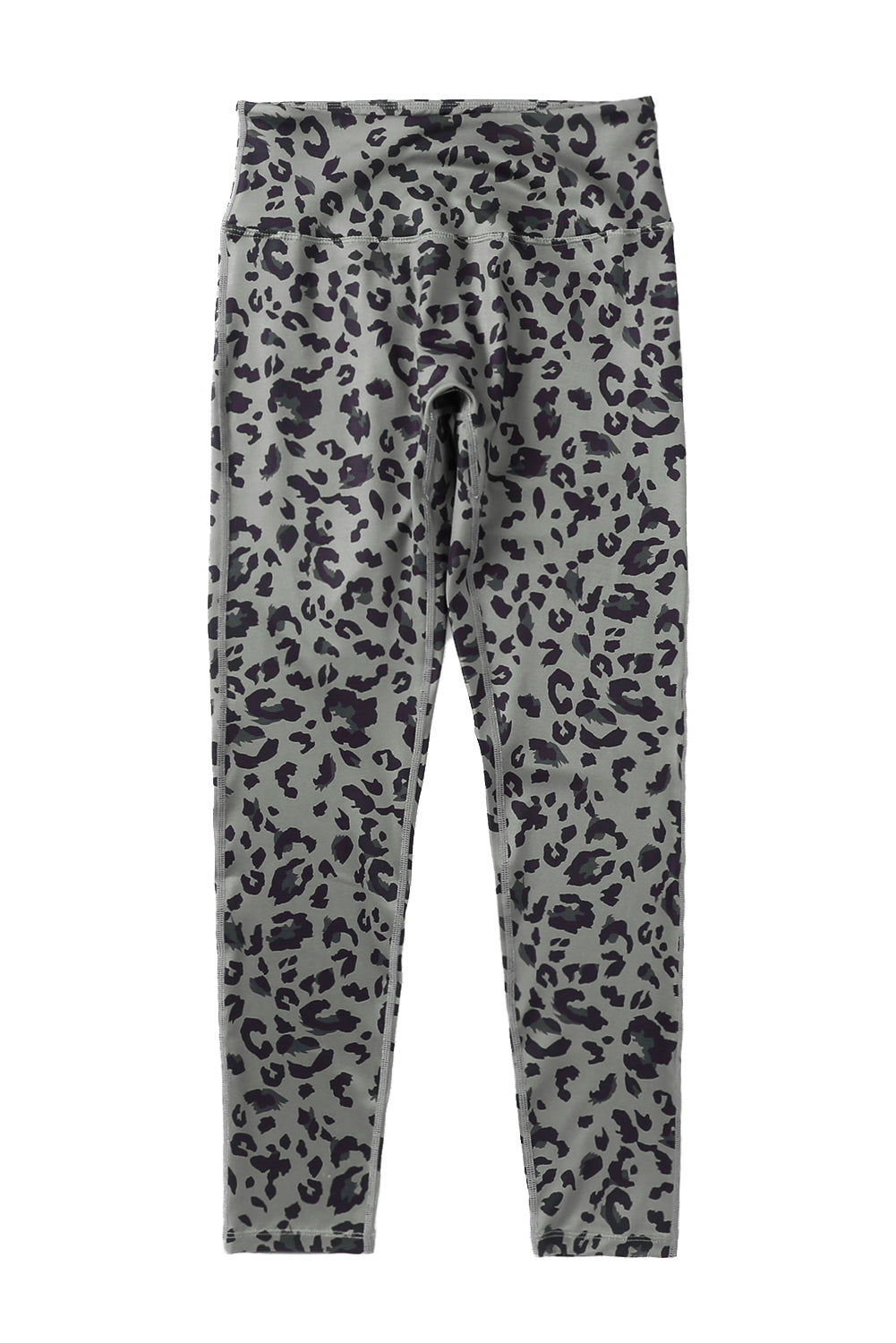 Grey Leopard Print Casual High Waist Leggings - MAD RUFFI