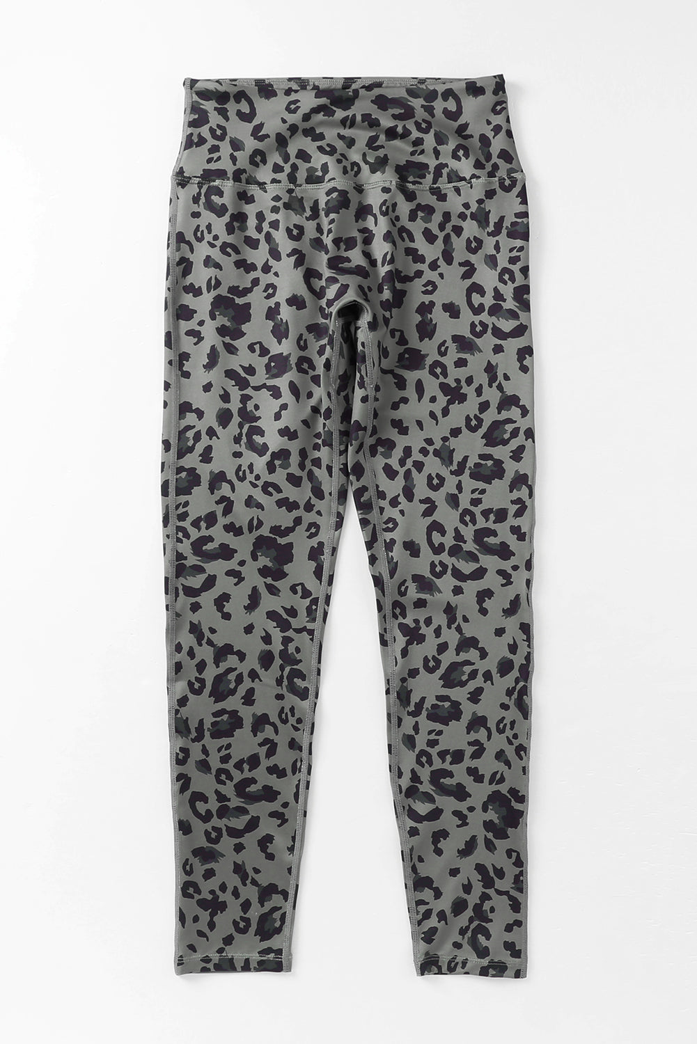 Grey Leopard Print Casual High Waist Leggings - MAD RUFFI