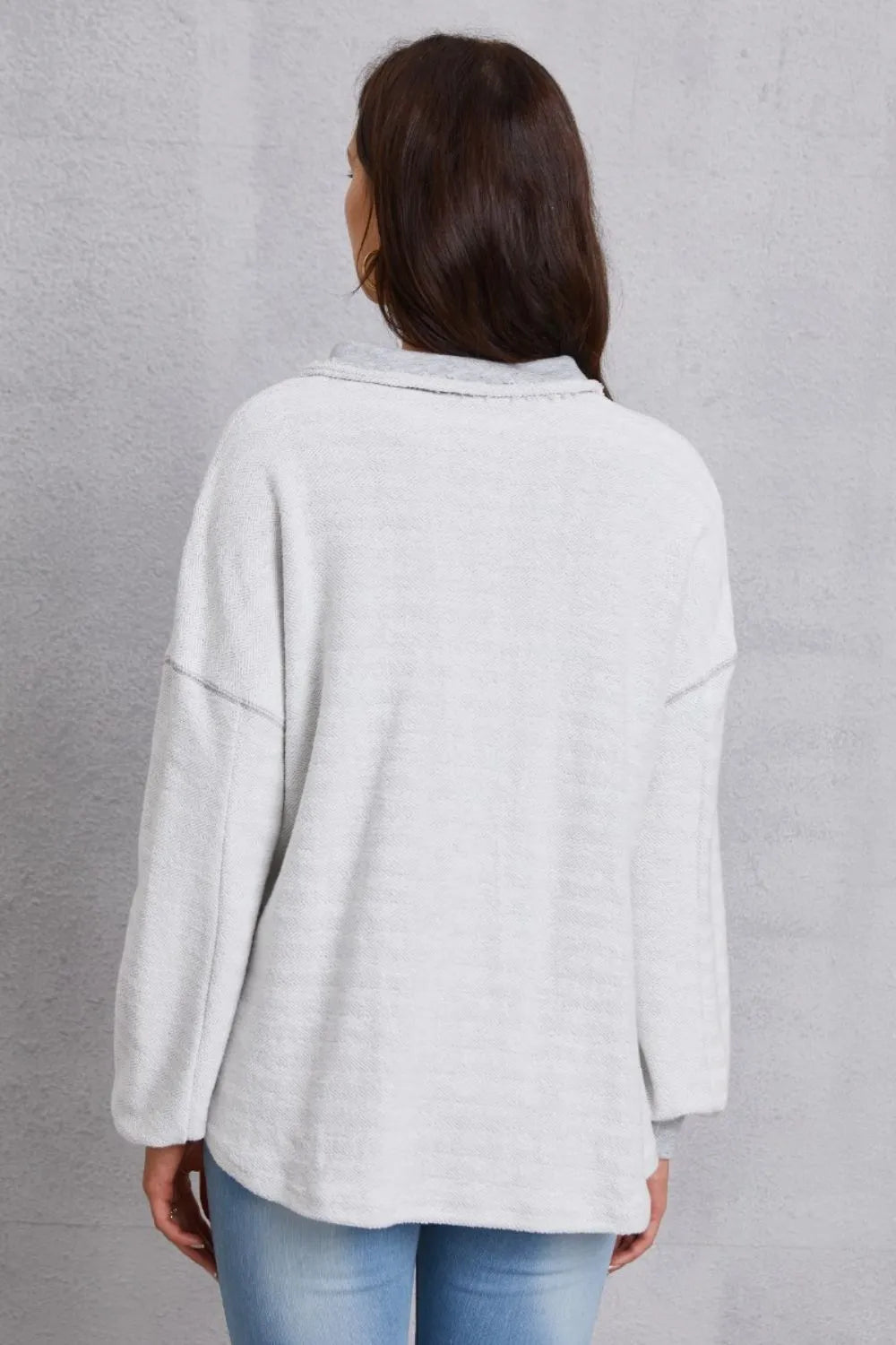 Half Button Dropped Shoulder Sweatshirt - MAD RUFFI