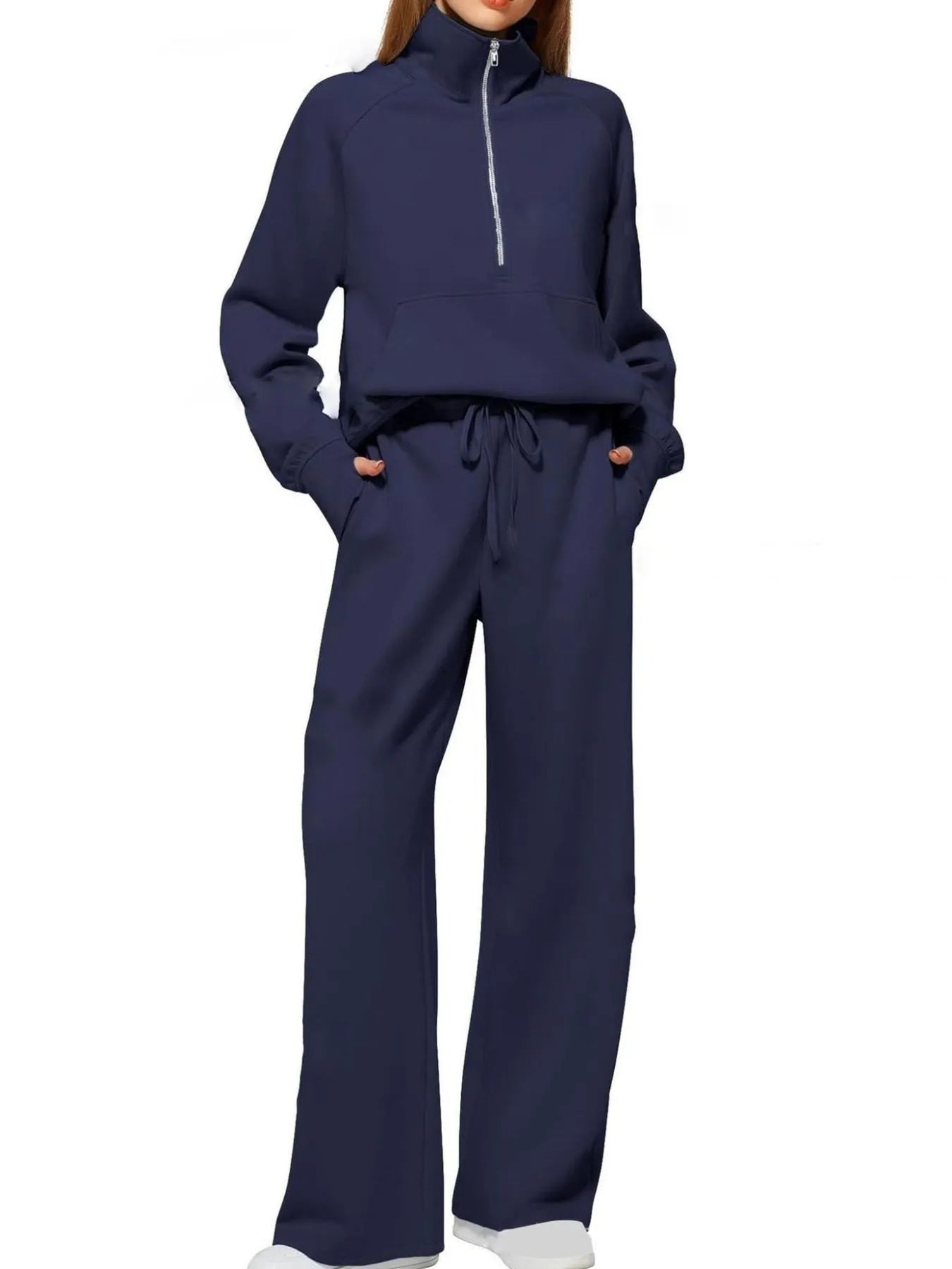 Half Zip Long Sleeve Top and Pants Set - MAD RUFFI