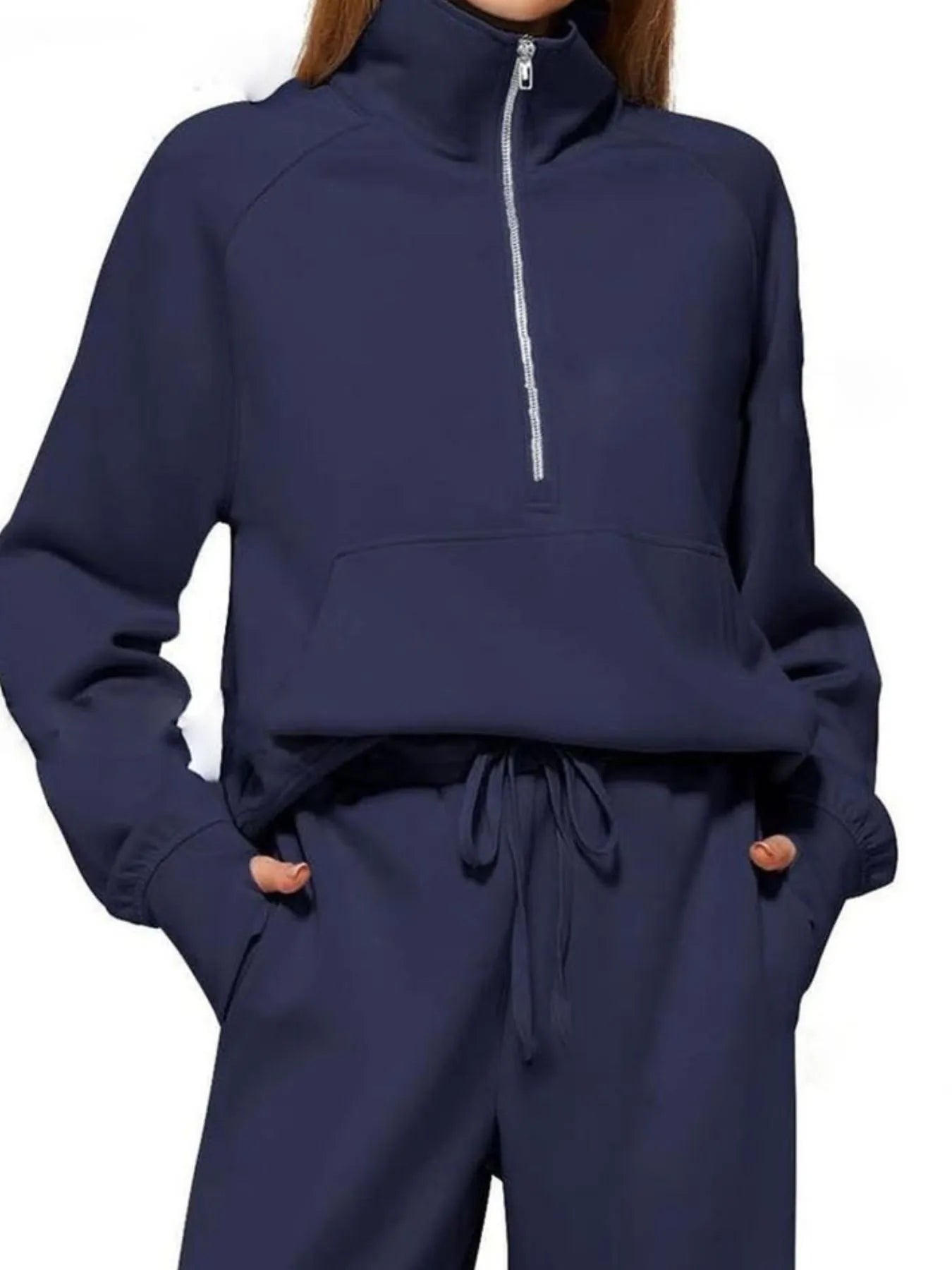 Half Zip Long Sleeve Top and Pants Set - MAD RUFFI