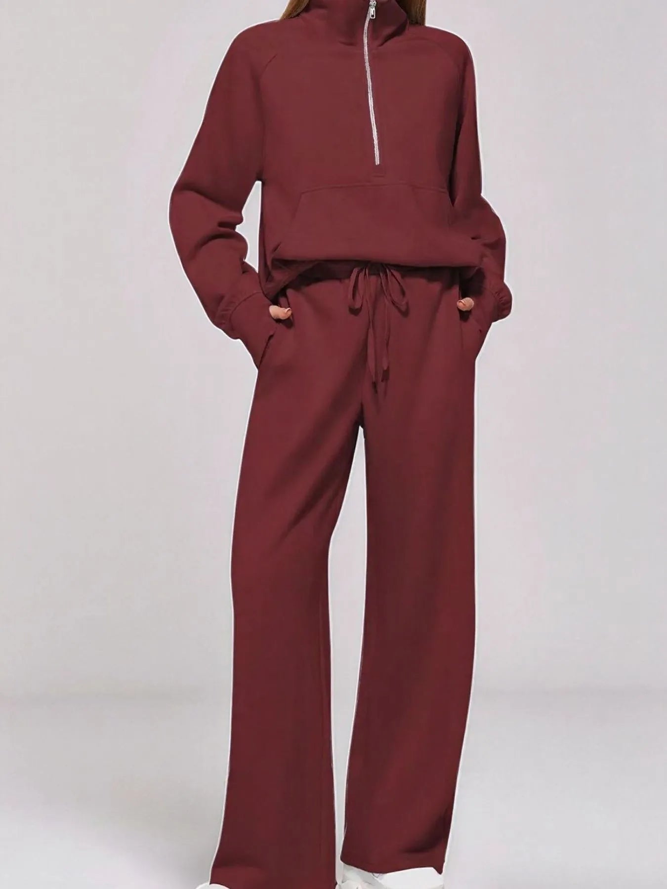 Half Zip Long Sleeve Top and Pants Set - MAD RUFFI