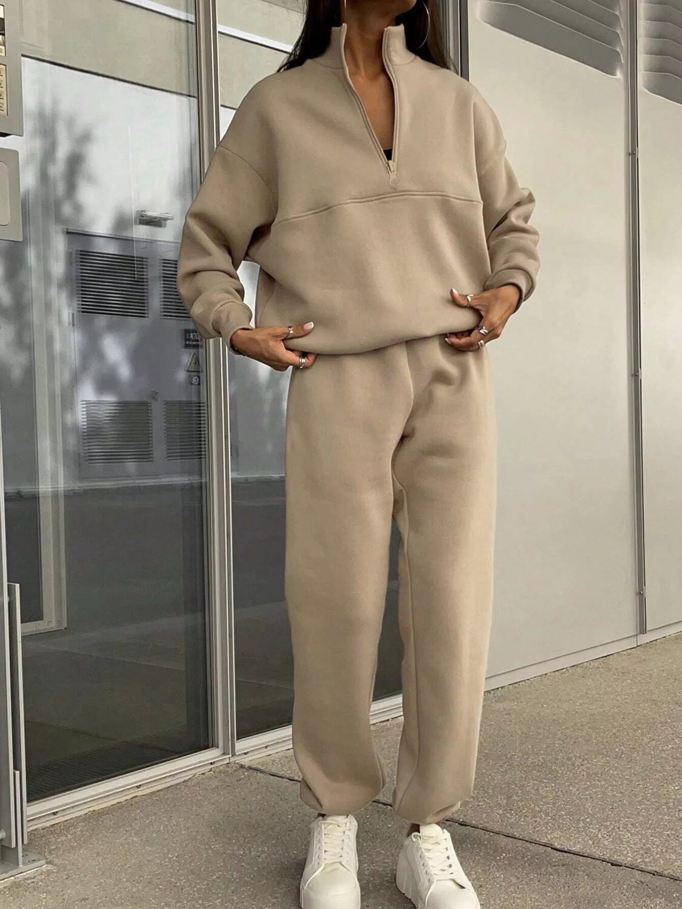 Half Zip Sweatshirt and Pants Set - MAD RUFFI