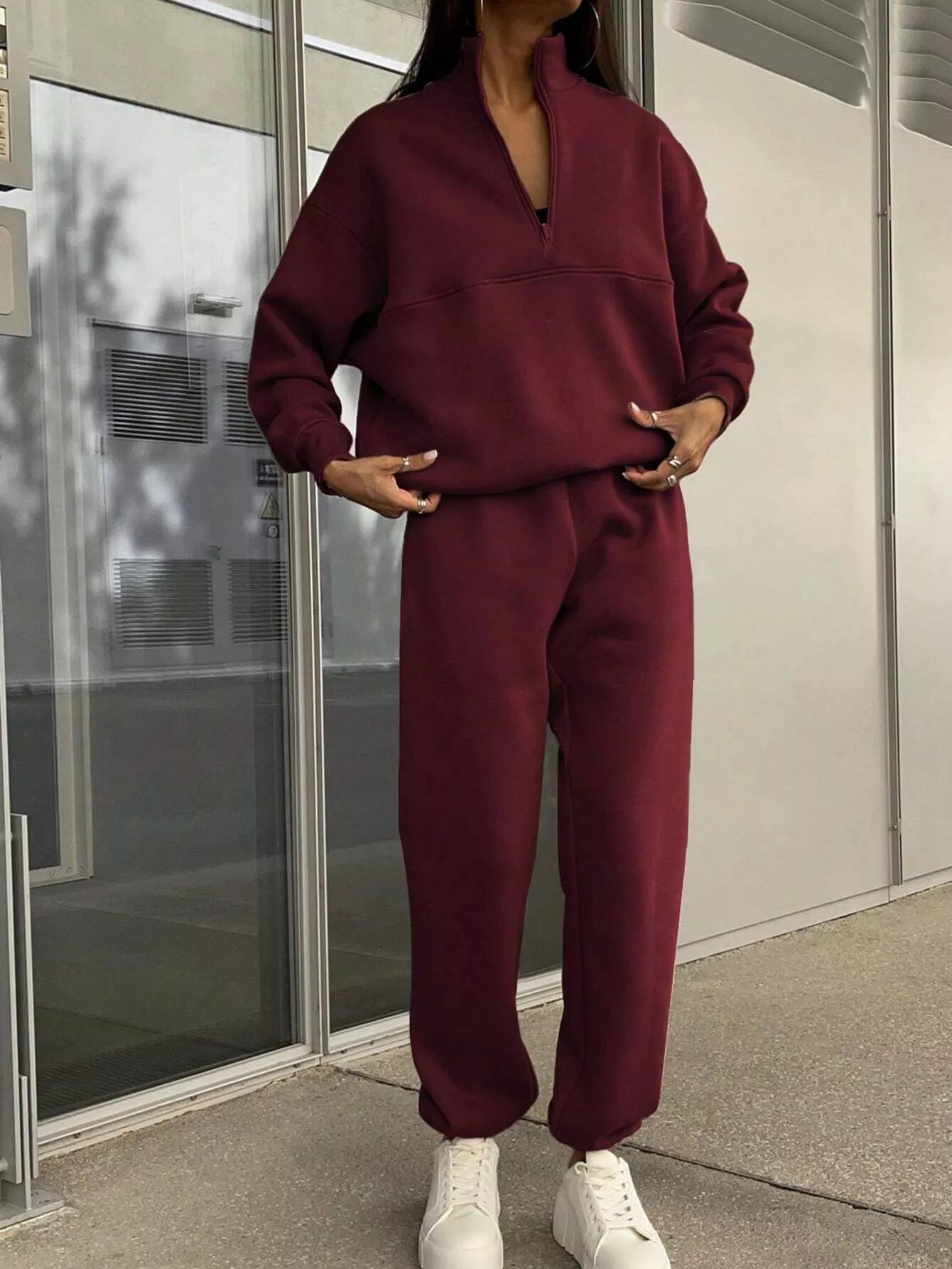 Half Zip Sweatshirt and Pants Set - MAD RUFFI