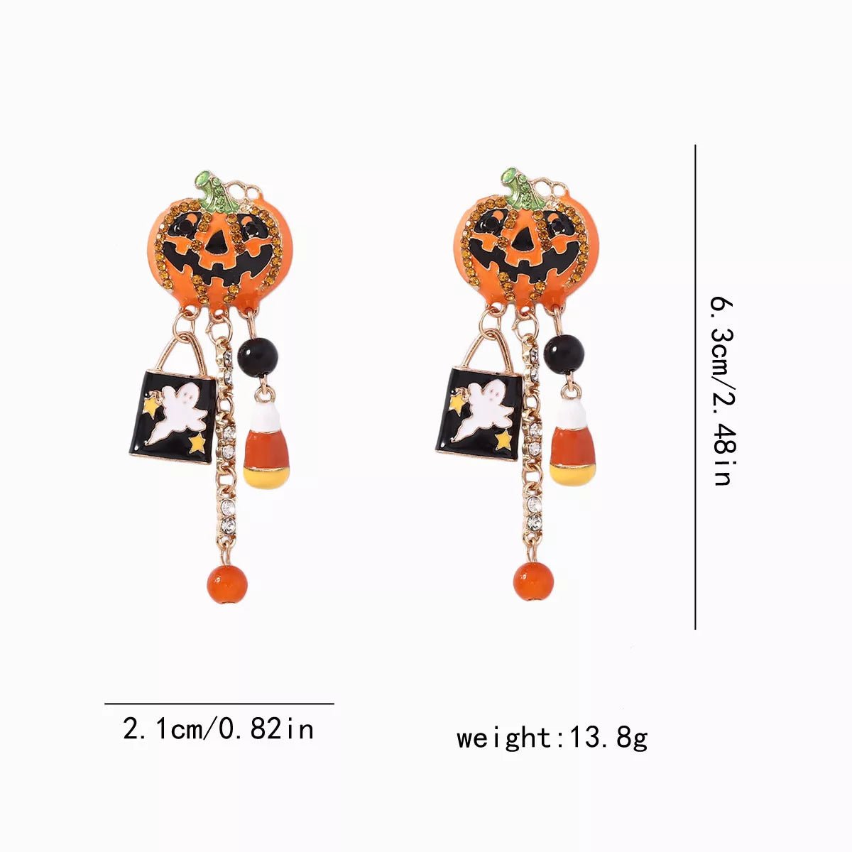 Halloween Pumpkin Ghost Dangle Earrings - MAD RUFFI