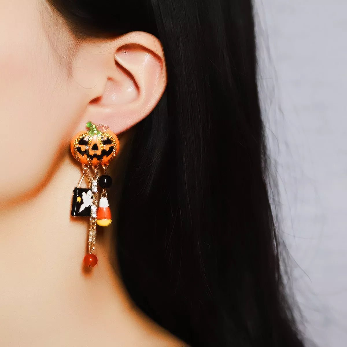 Halloween Pumpkin Ghost Dangle Earrings - MAD RUFFI