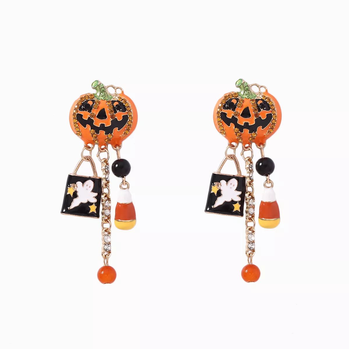 Halloween Pumpkin Ghost Dangle Earrings - MAD RUFFI