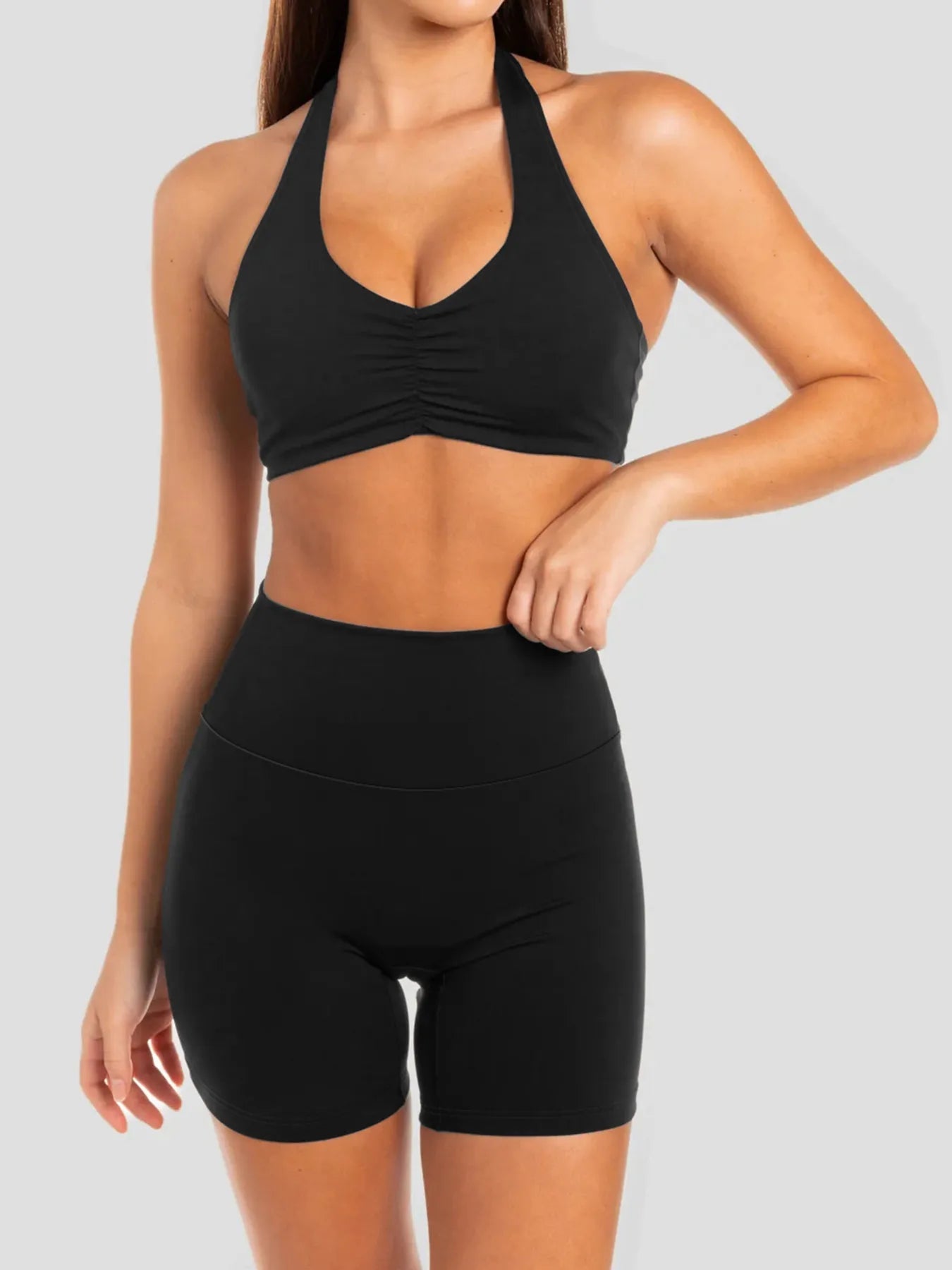 Halter Neck Cami and Shorts Active Set - MAD RUFFI