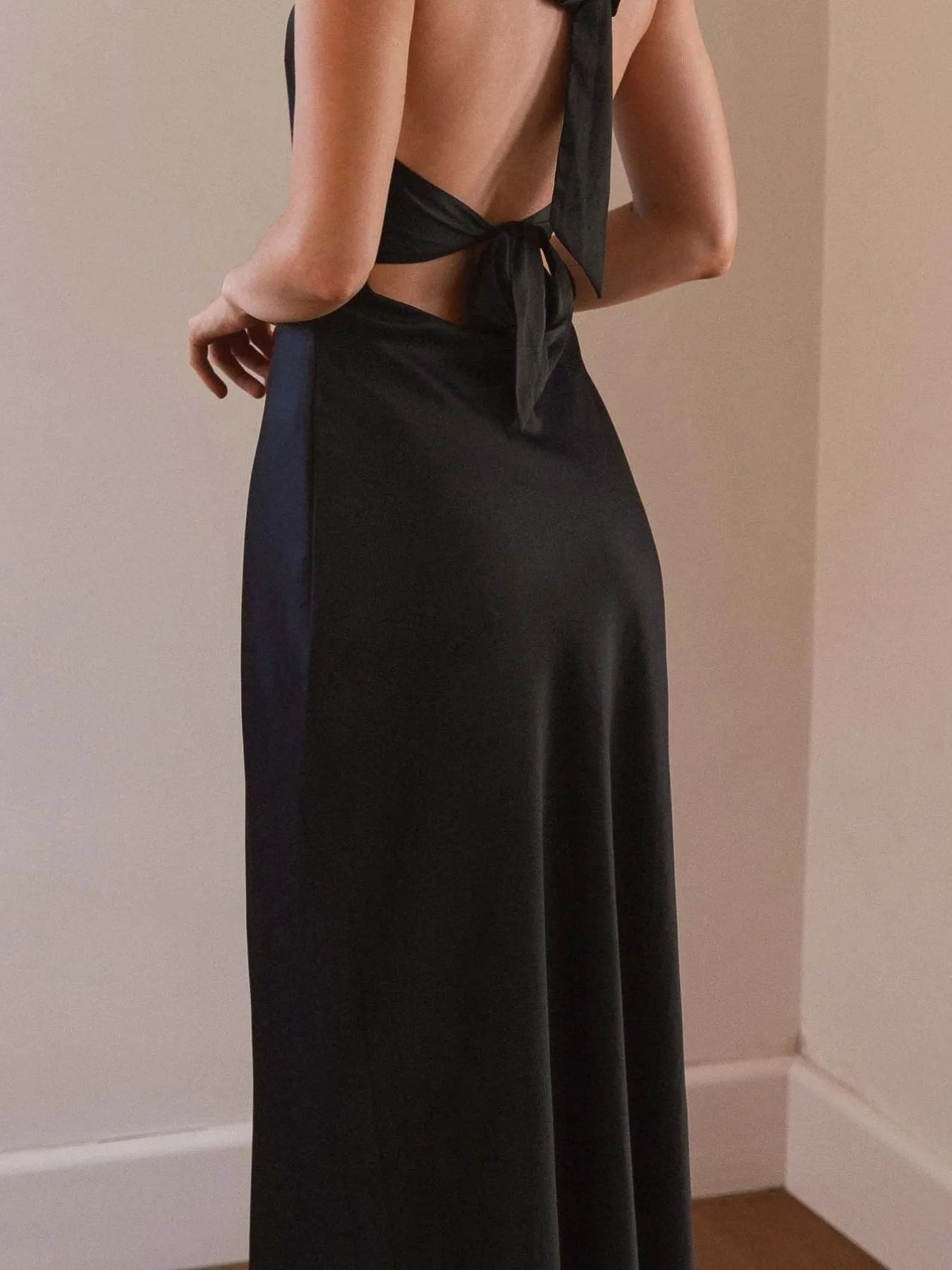 Halter Neck Wrap Maxi Dress with Tie Detail - MAD RUFFI