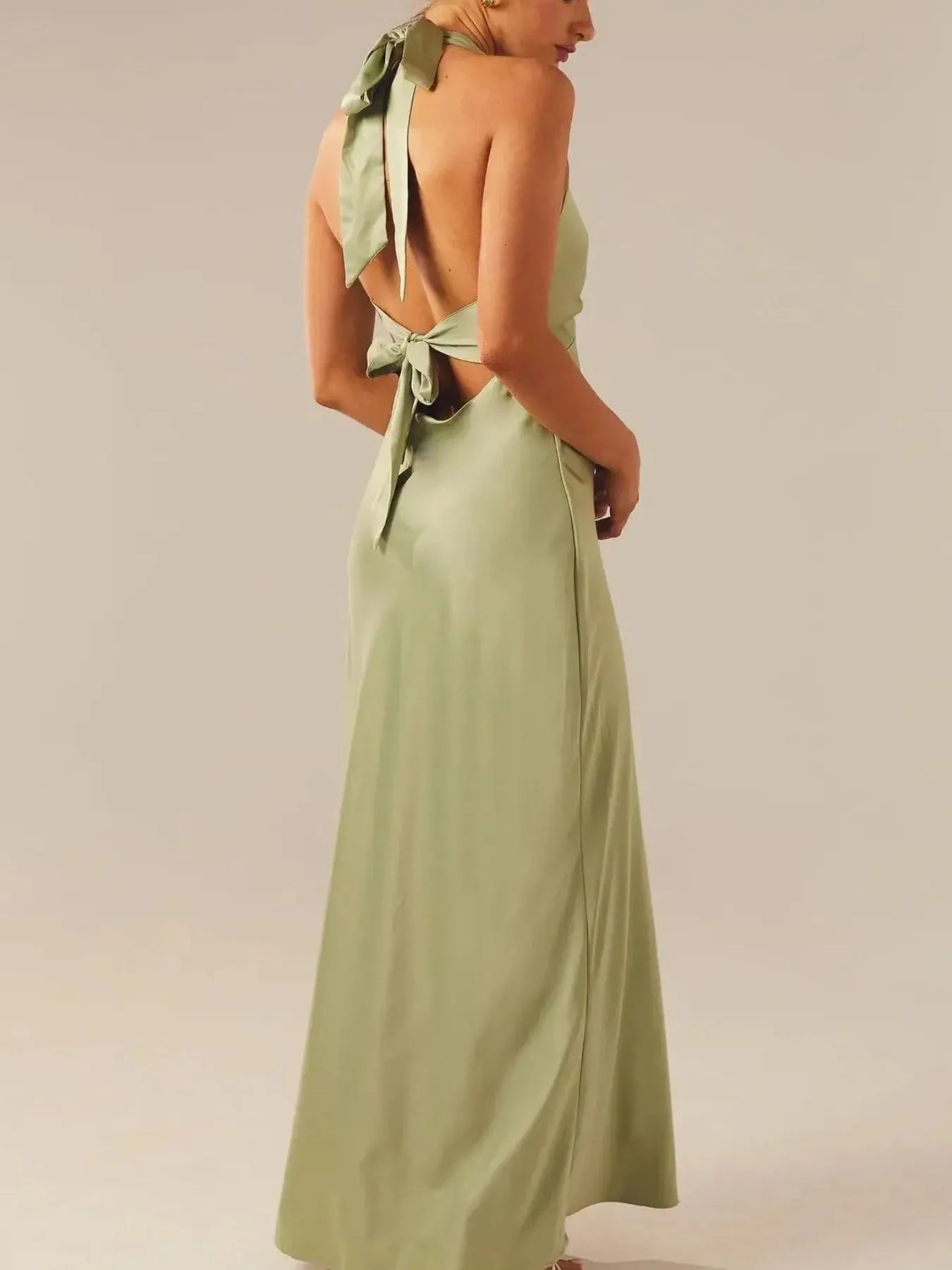 Halter Neck Wrap Maxi Dress with Tie Detail - MAD RUFFI