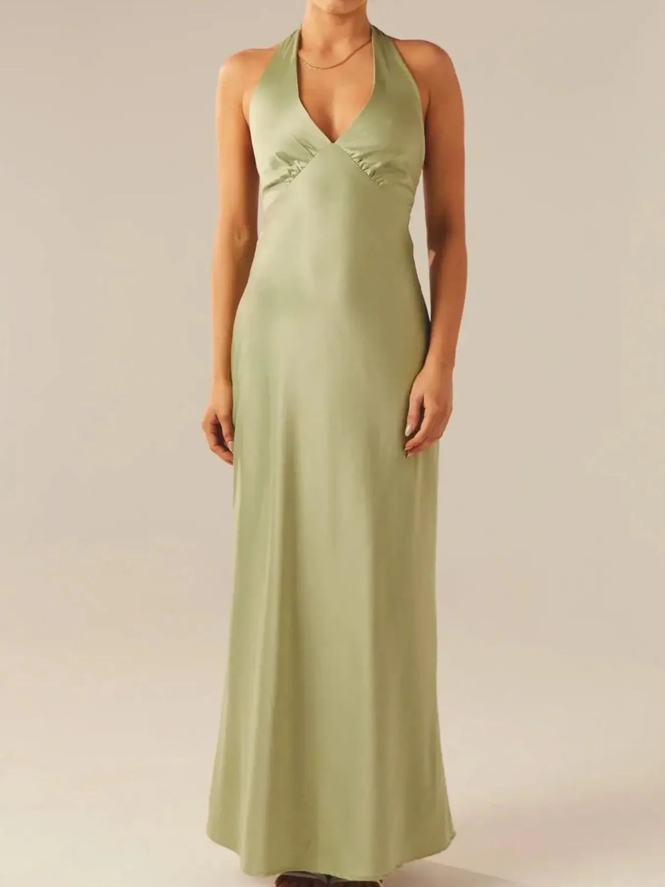 Halter Neck Wrap Maxi Dress with Tie Detail - MAD RUFFI