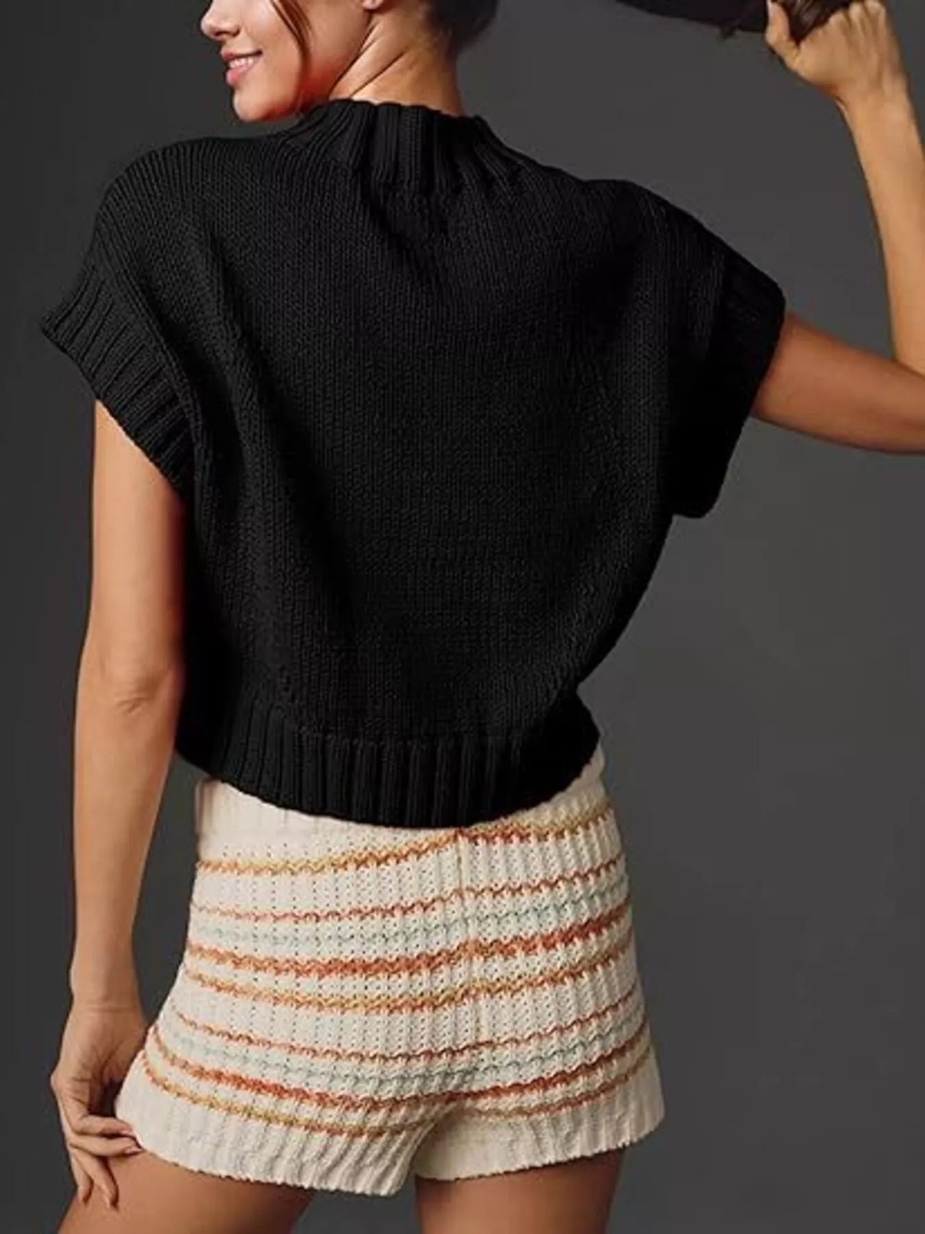 Heart Graphic Short Sleeve Knit Sweater - MAD RUFFI