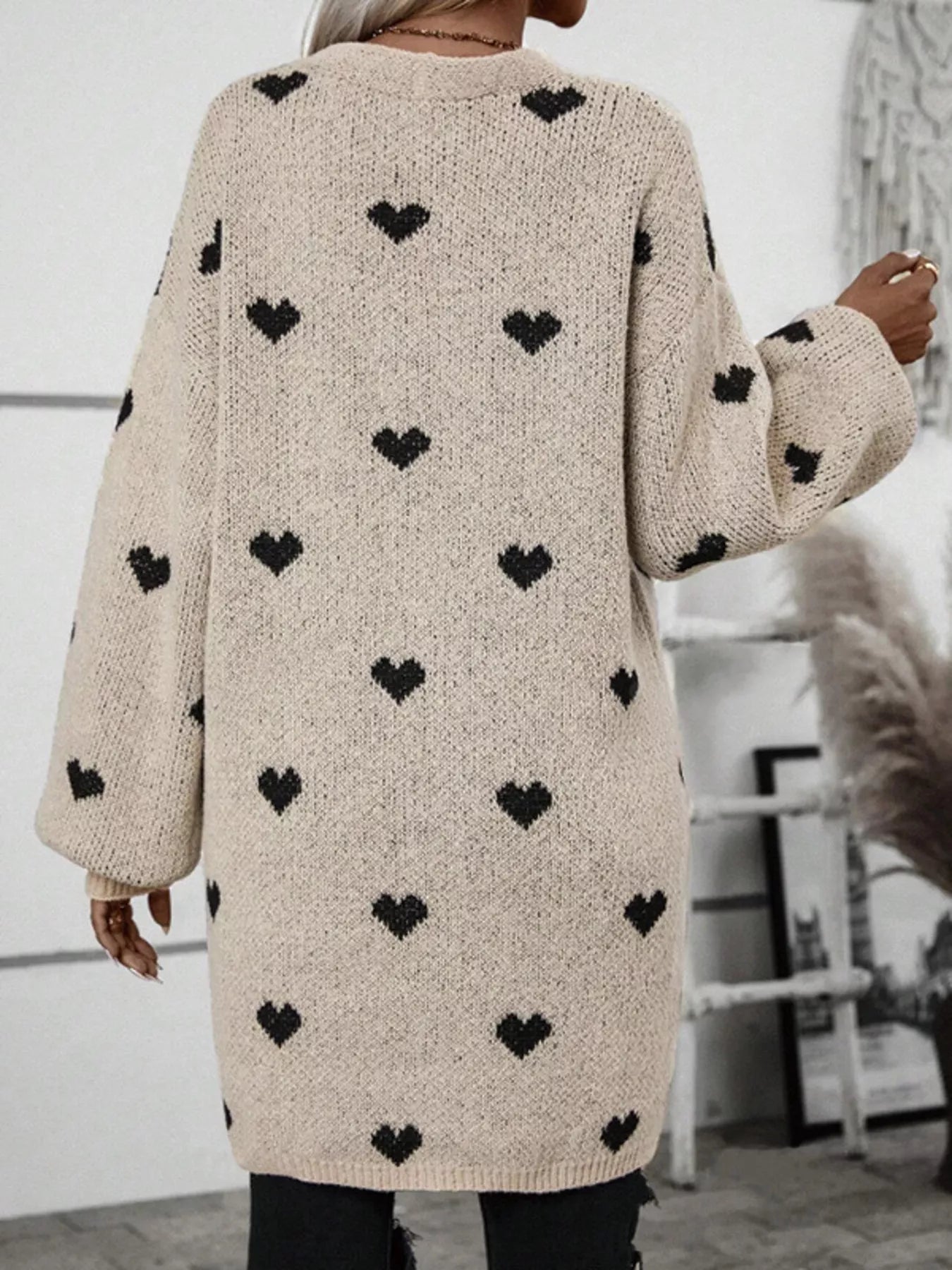 Heart Open Front Knit Cardigan - MAD RUFFI