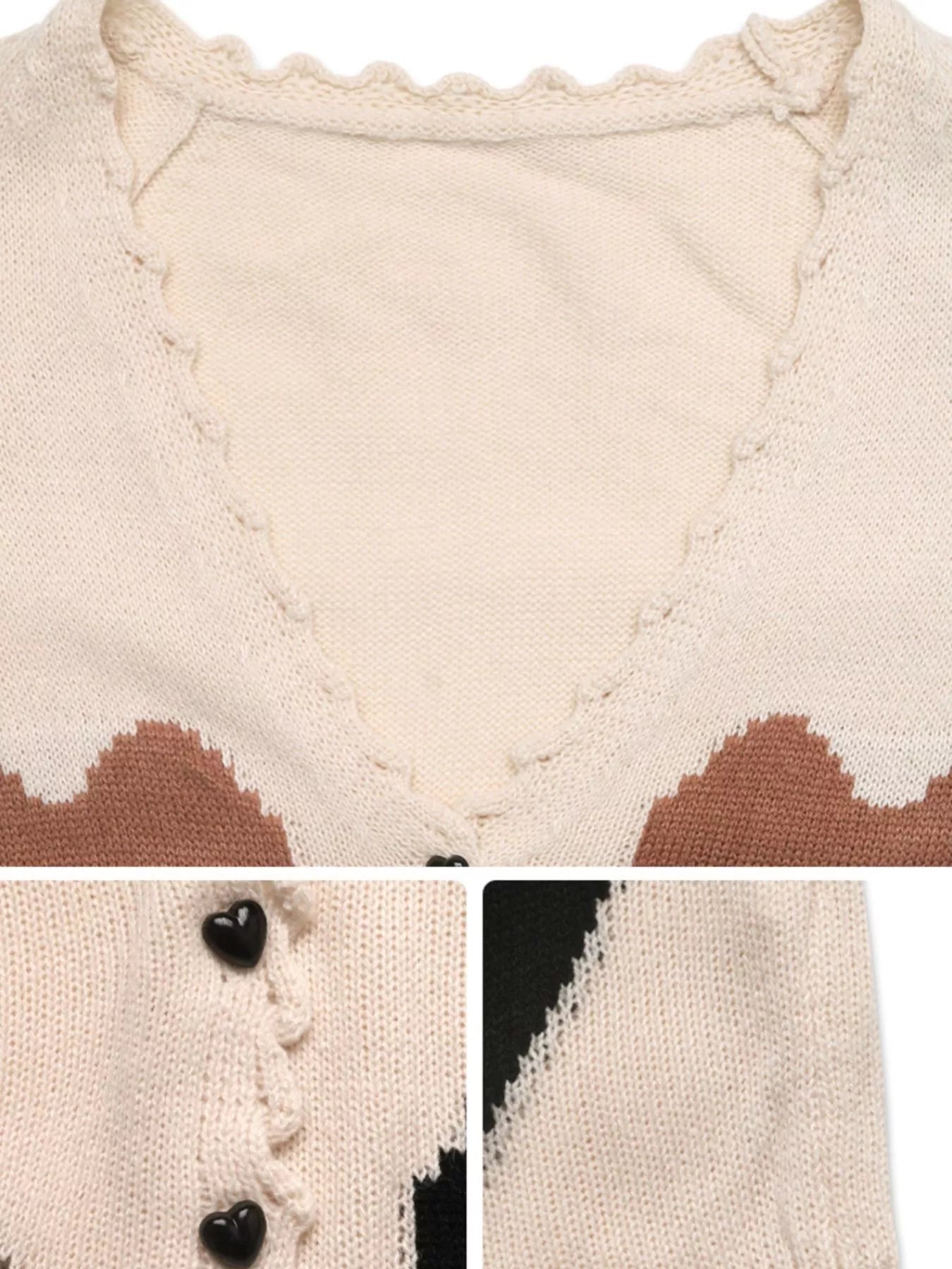 Heart Pattern Button - Up Cardigan - MAD RUFFI