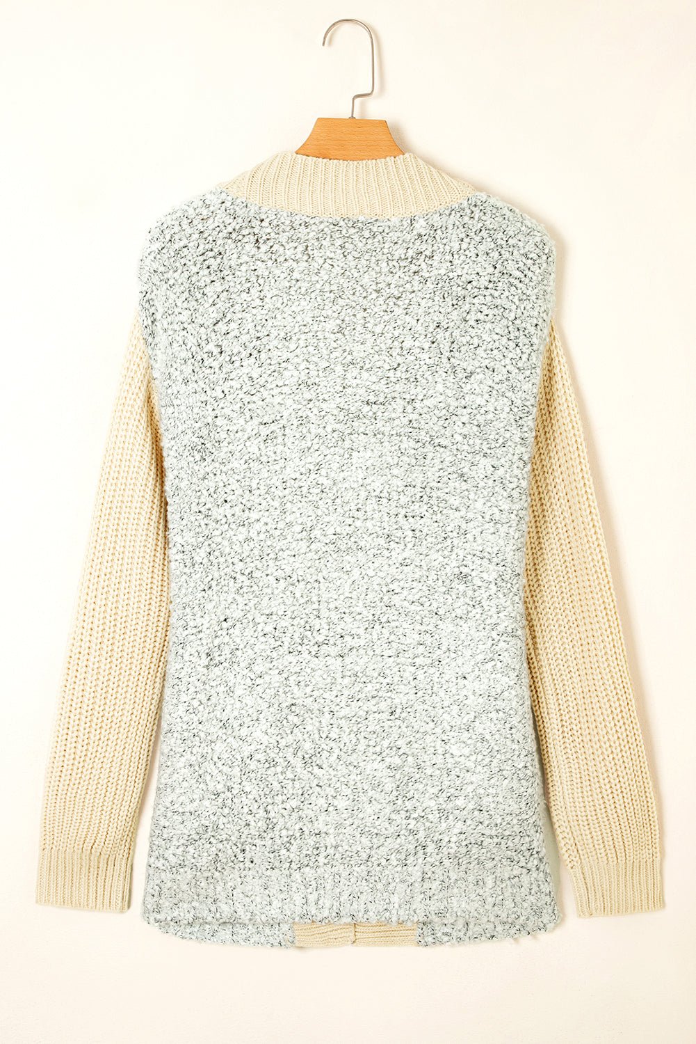 High - rise Patchwork Side Pockets Open Front Cardigan - MAD RUFFI