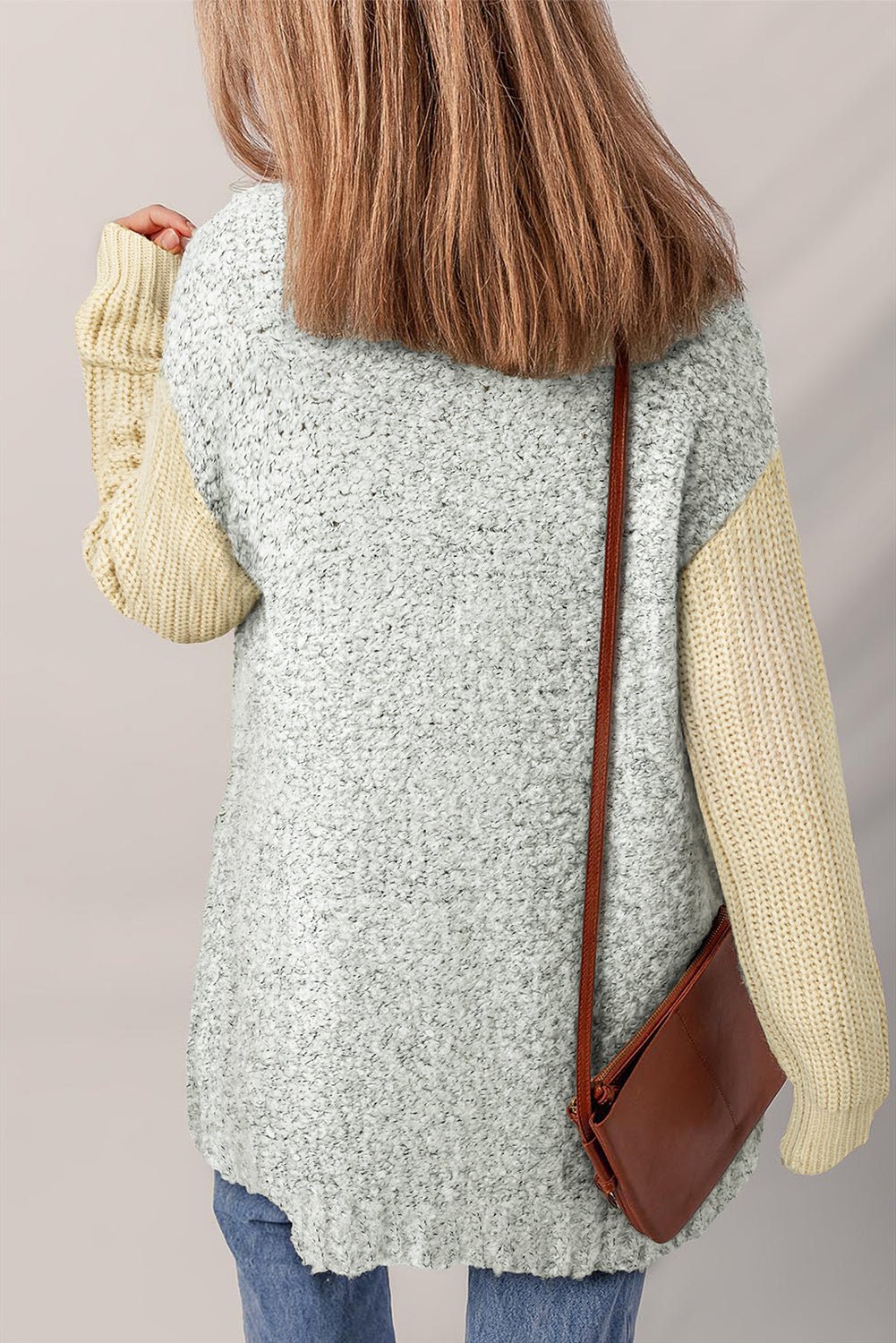 High - rise Patchwork Side Pockets Open Front Cardigan - MAD RUFFI