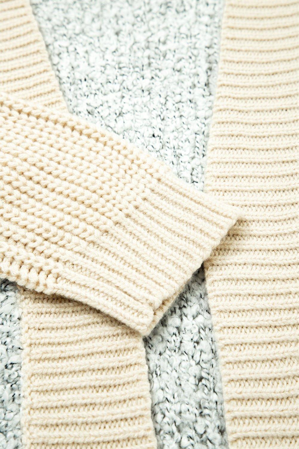 High - rise Patchwork Side Pockets Open Front Cardigan - MAD RUFFI