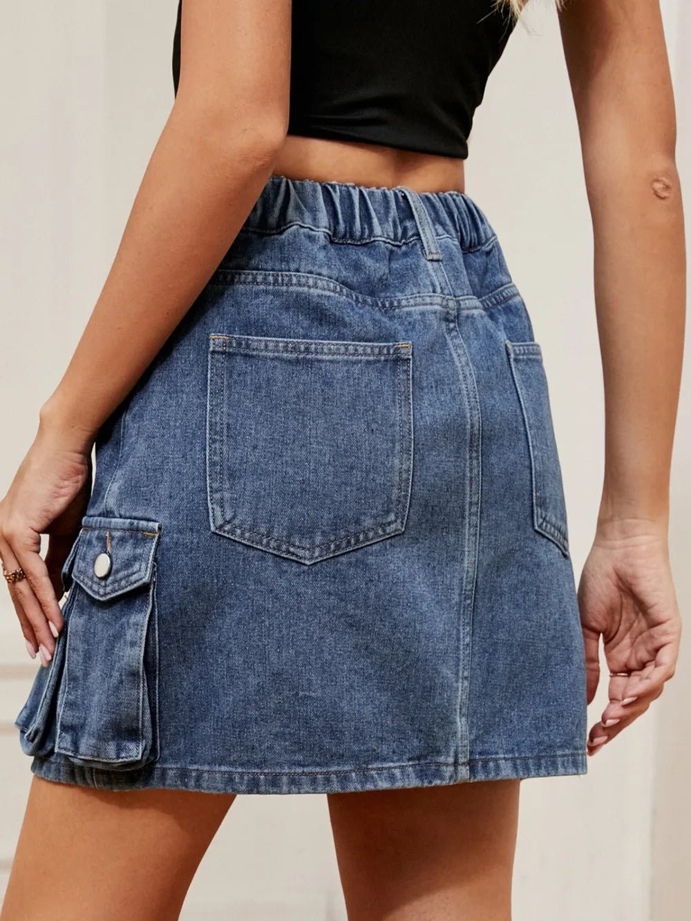 High Waist Denim Skirt - MAD RUFFI