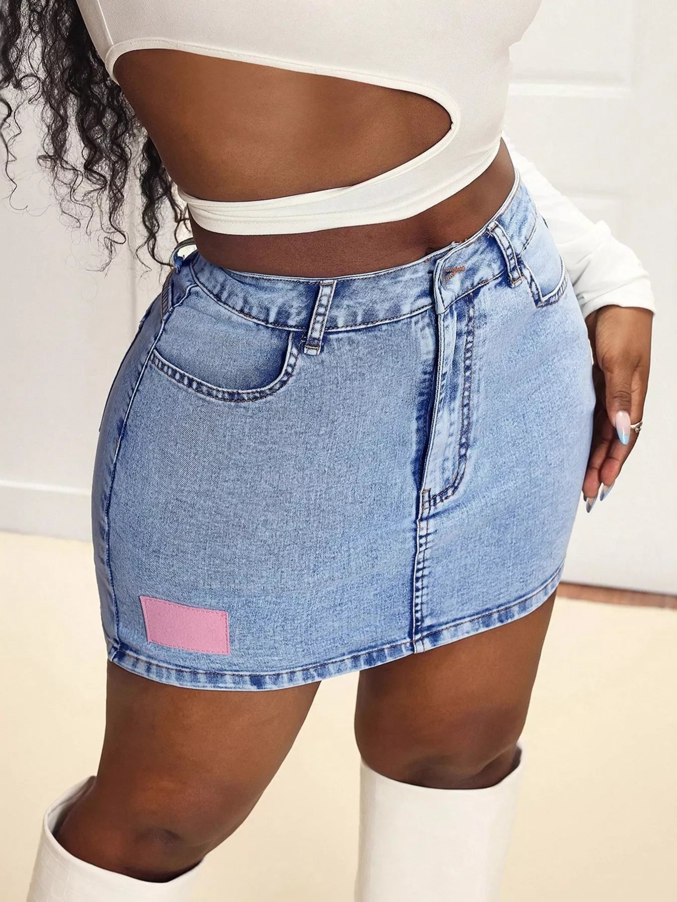 High Waist Mini Denim Skirt - MAD RUFFI