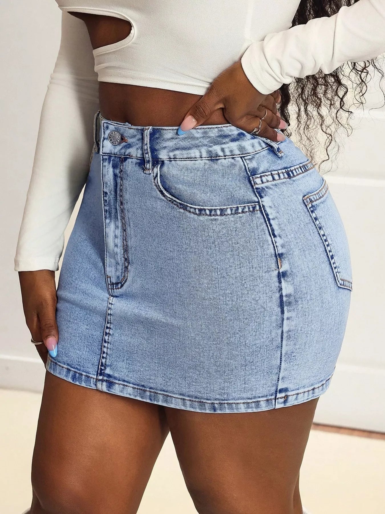 High Waist Mini Denim Skirt - MAD RUFFI