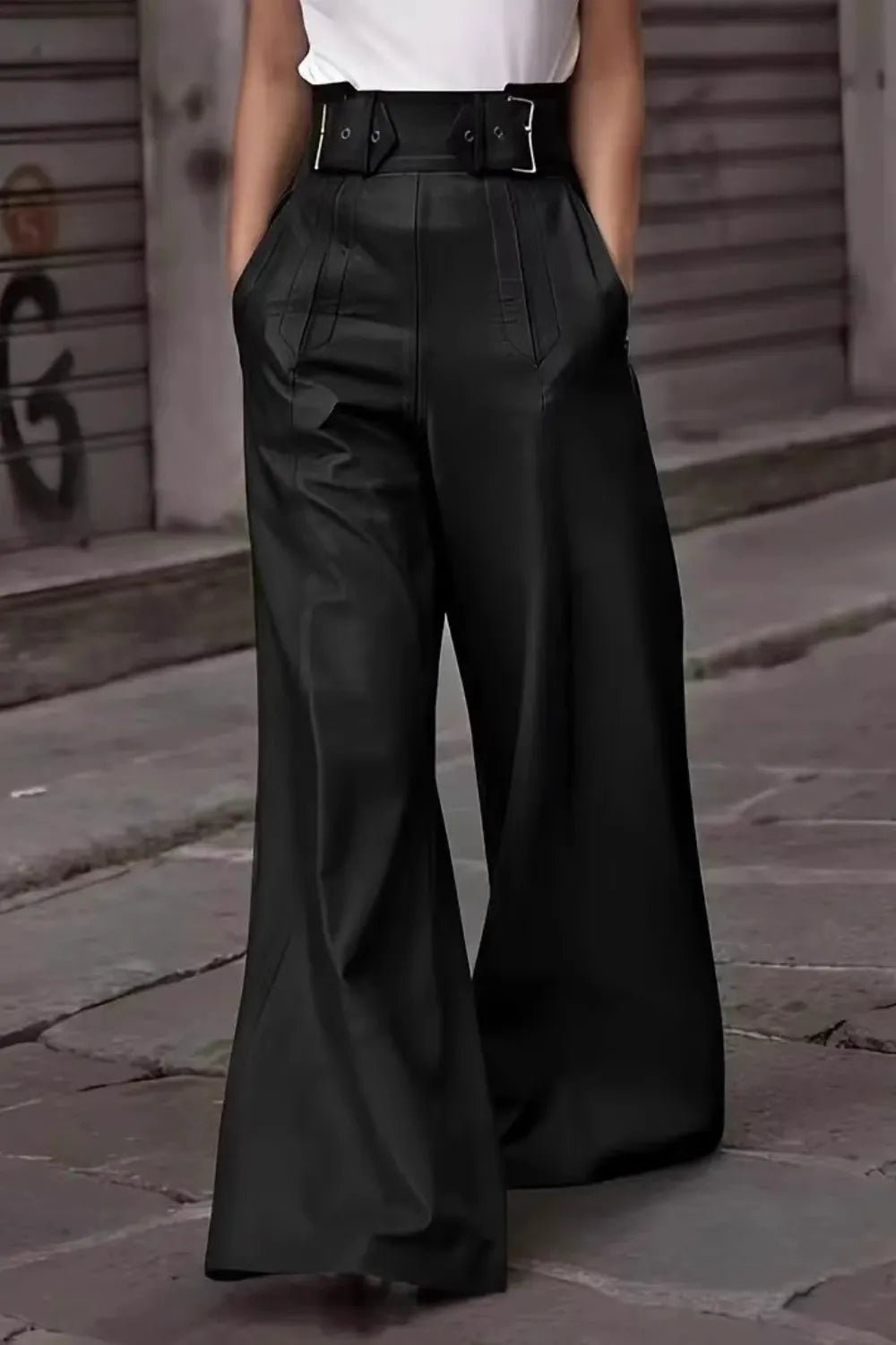 High Waist Wide Flare Pants - MAD RUFFI