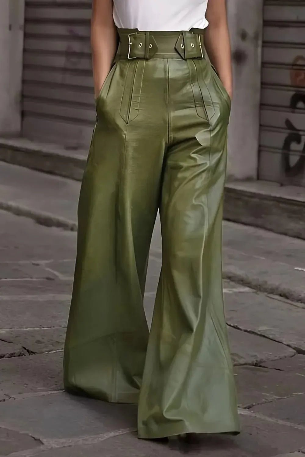 High Waist Wide Flare Pants - MAD RUFFI