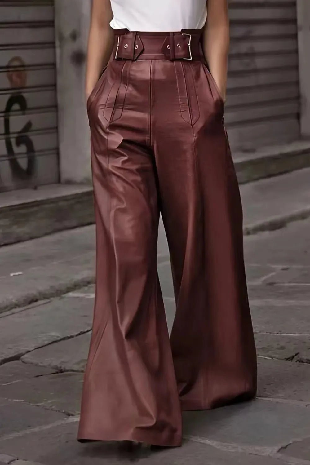 High Waist Wide Flare Pants - MAD RUFFI