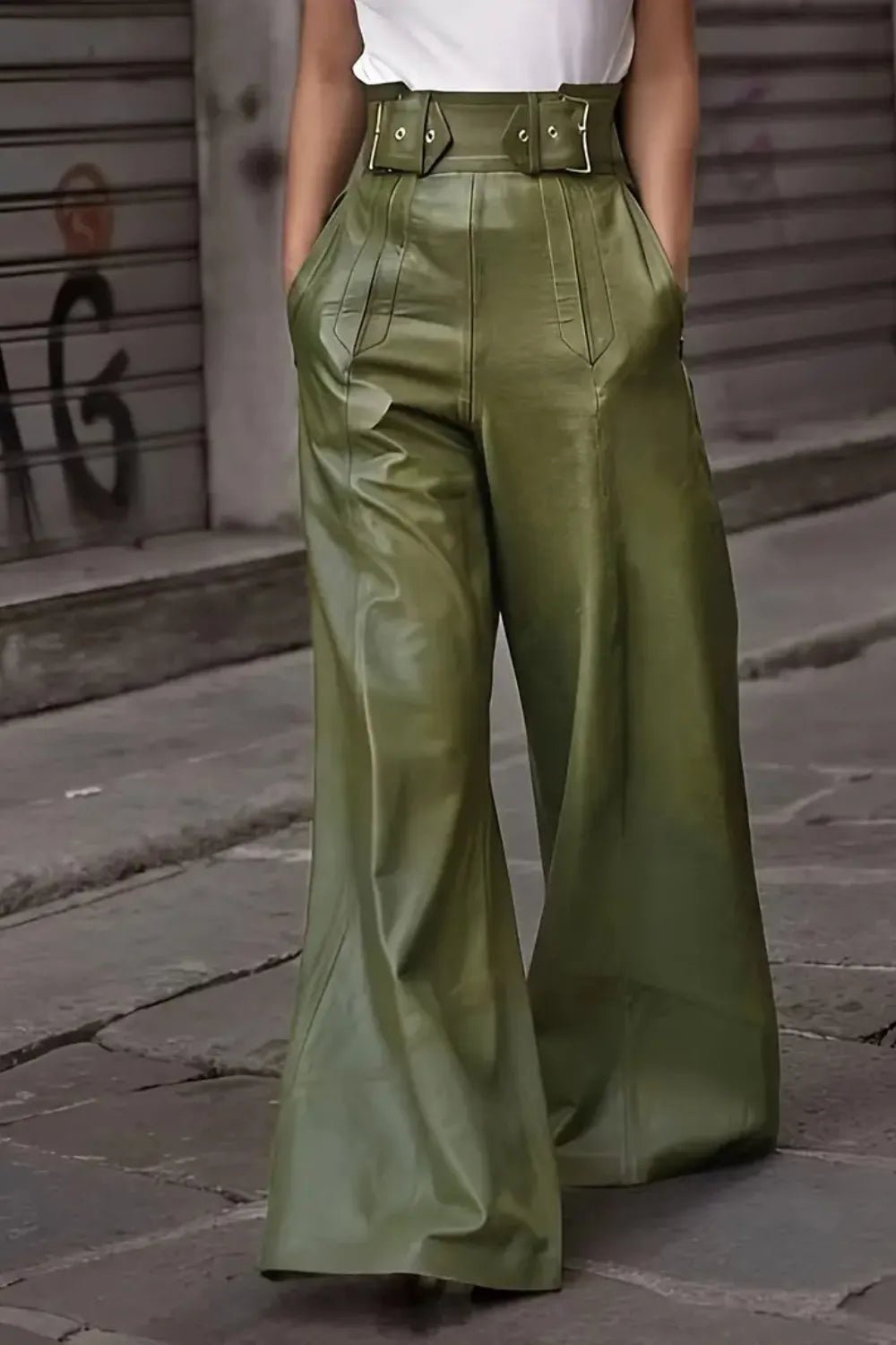 High Waist Wide Flare Pants - MAD RUFFI
