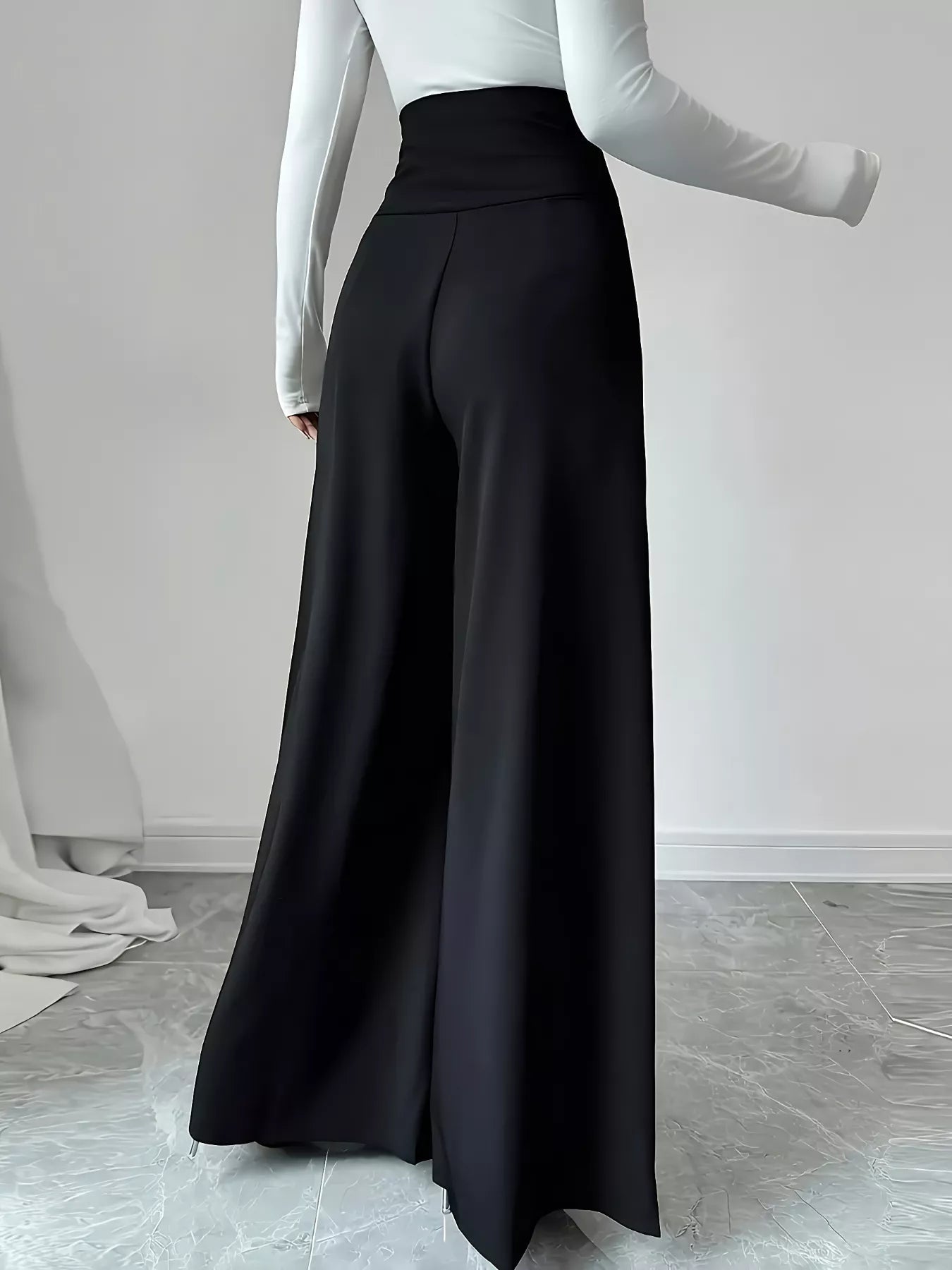 High Waist Wide Leg Button Decor Pants - MAD RUFFI