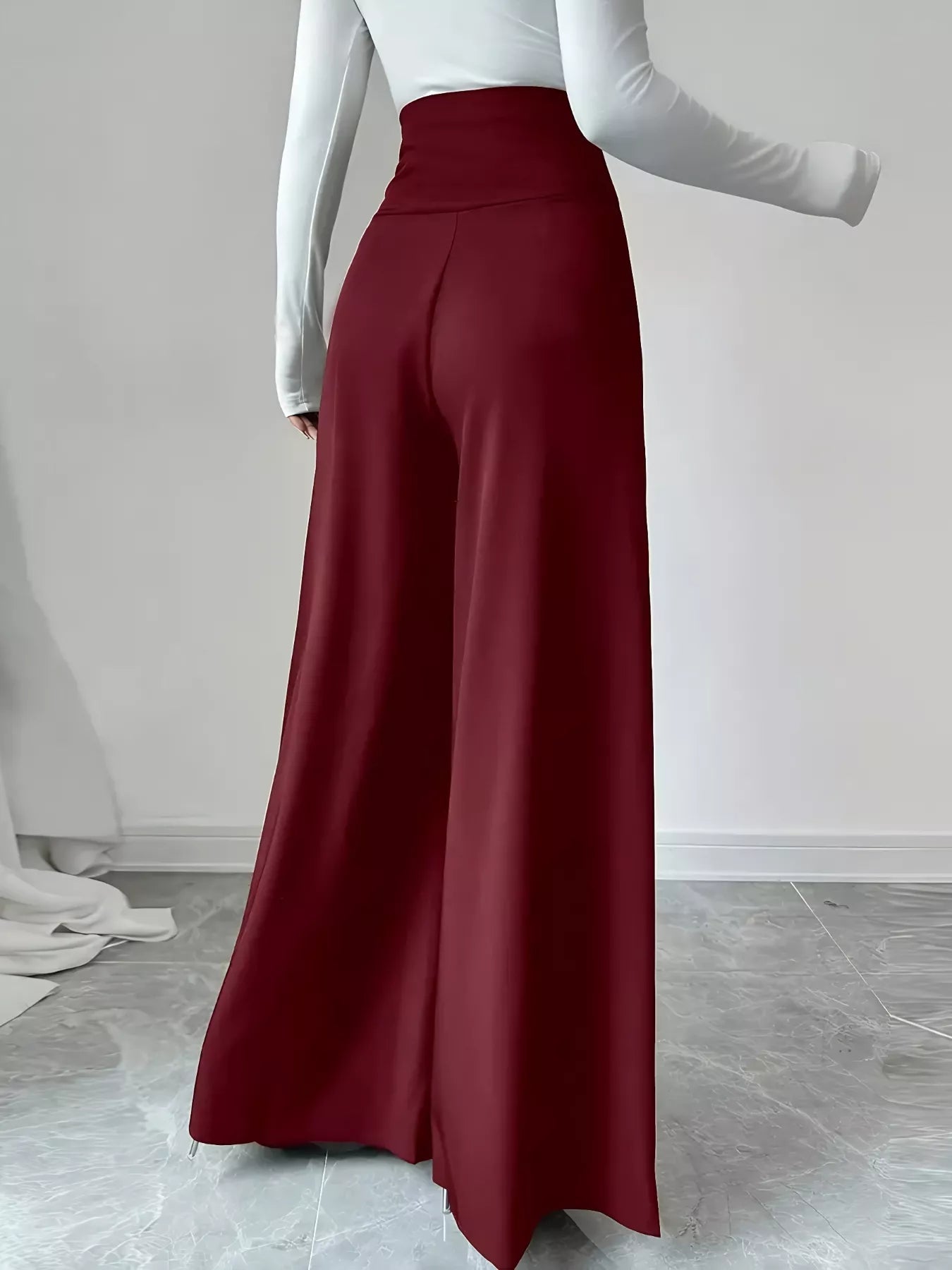 High Waist Wide Leg Button Decor Pants - MAD RUFFI