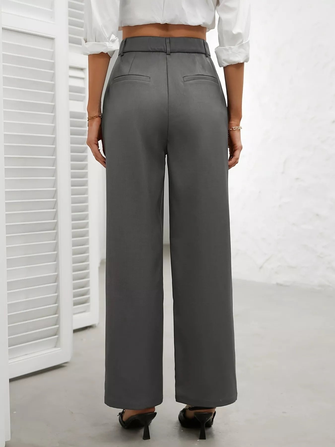 High Waist Wide Leg Pants - MAD RUFFI