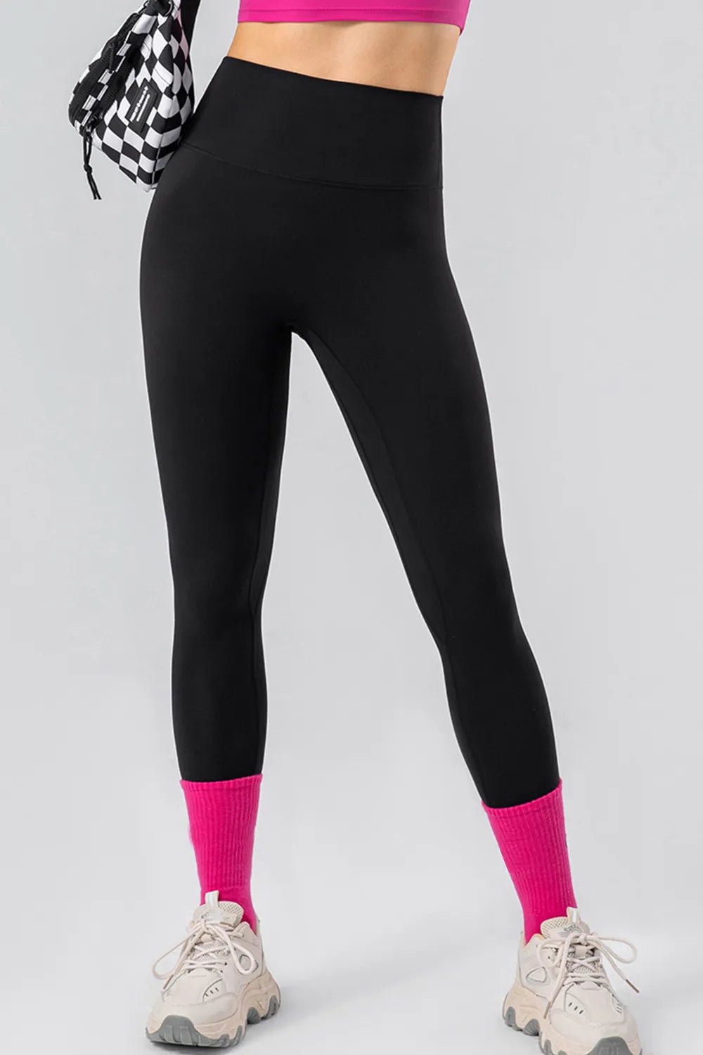 High Waist Wide Waistband Active Leggings - MAD RUFFI