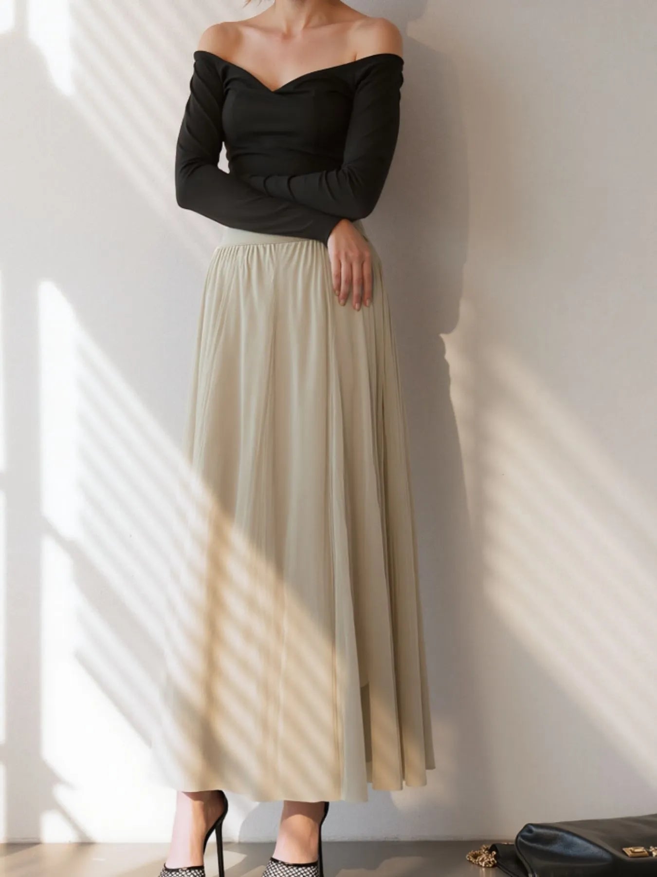 High - Waisted Midi Skirt - MAD RUFFI