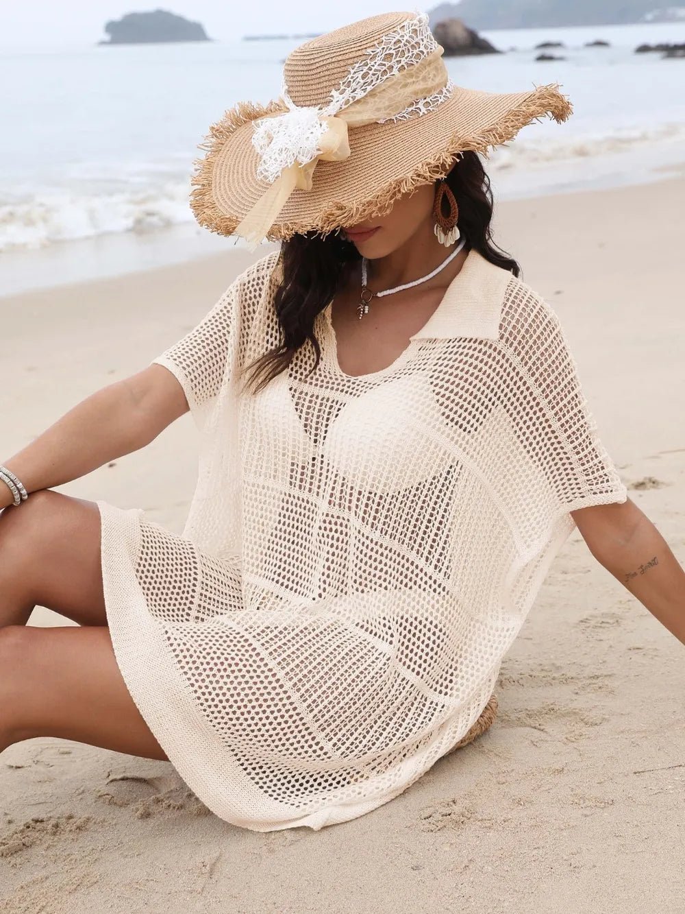 Hollow Out Collared Neck Cover - Up - MAD RUFFI