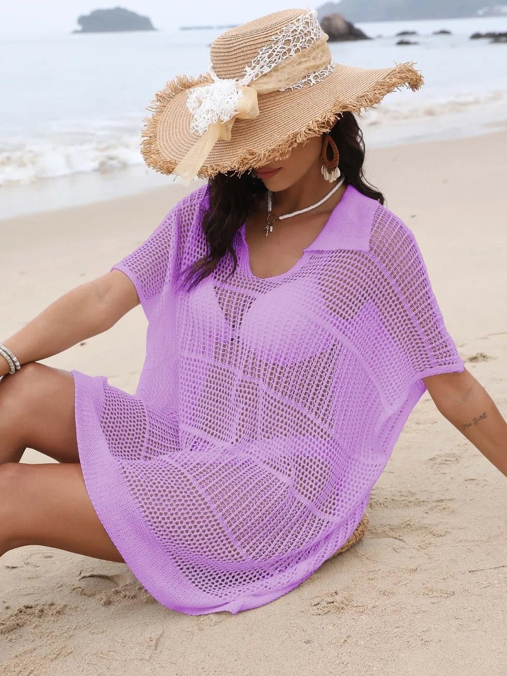 Hollow Out Collared Neck Cover - Up - MAD RUFFI