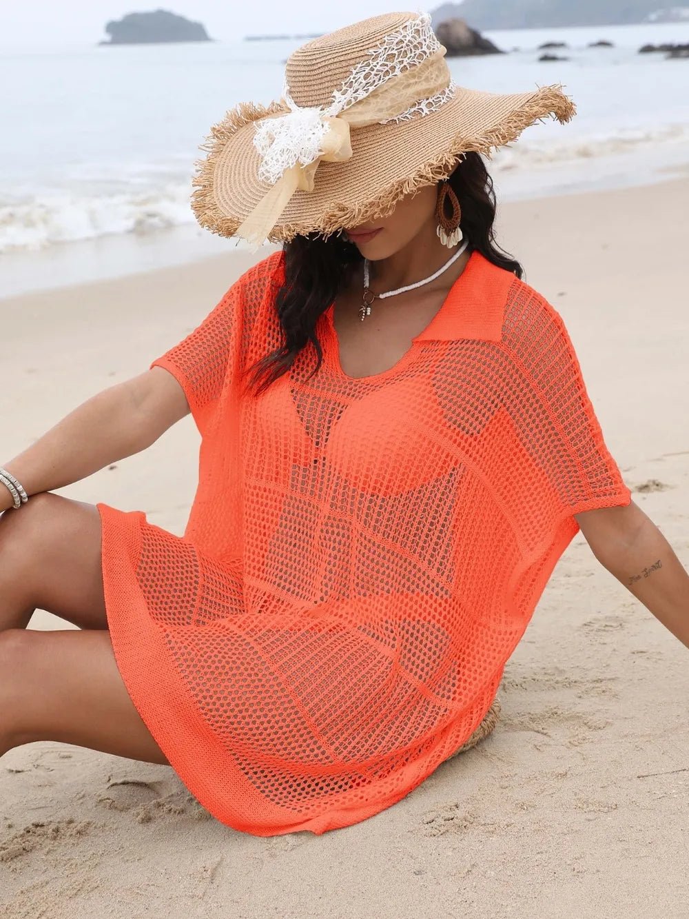 Hollow Out Collared Neck Cover - Up - MAD RUFFI