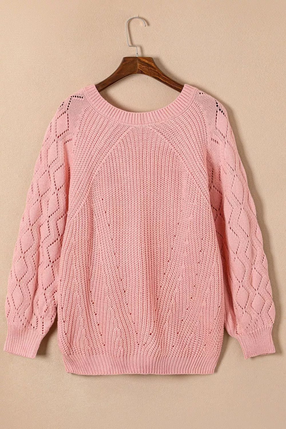 Hollow - Out Puffy Sleeve Knit Sweater - MAD RUFFI