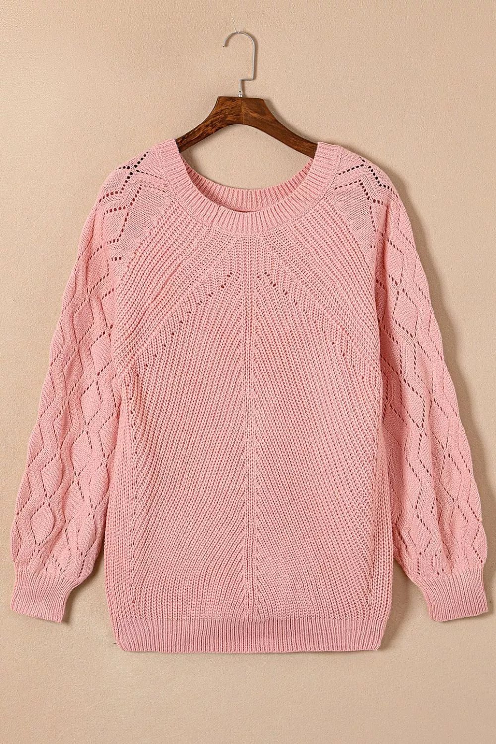 Hollow - Out Puffy Sleeve Knit Sweater - MAD RUFFI