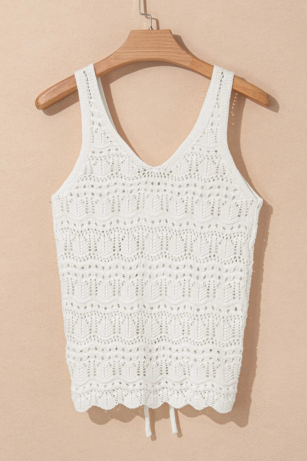 Hollowed Knit V Neck Drawstring Sweater Vest - MAD RUFFI