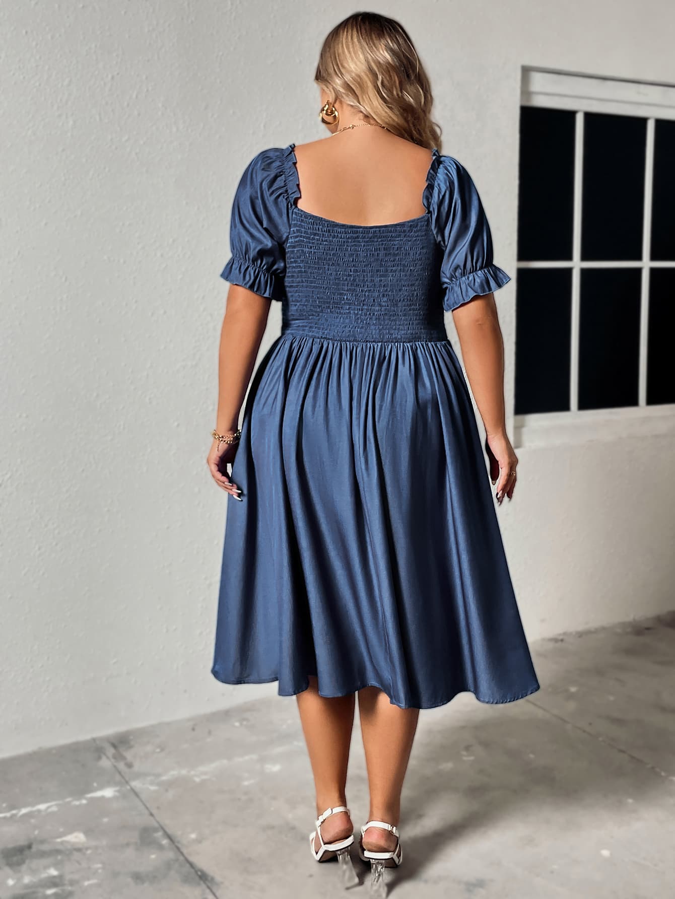 Honey Plus Size Ruched Sweetheart Neck Dress - MAD RUFFI