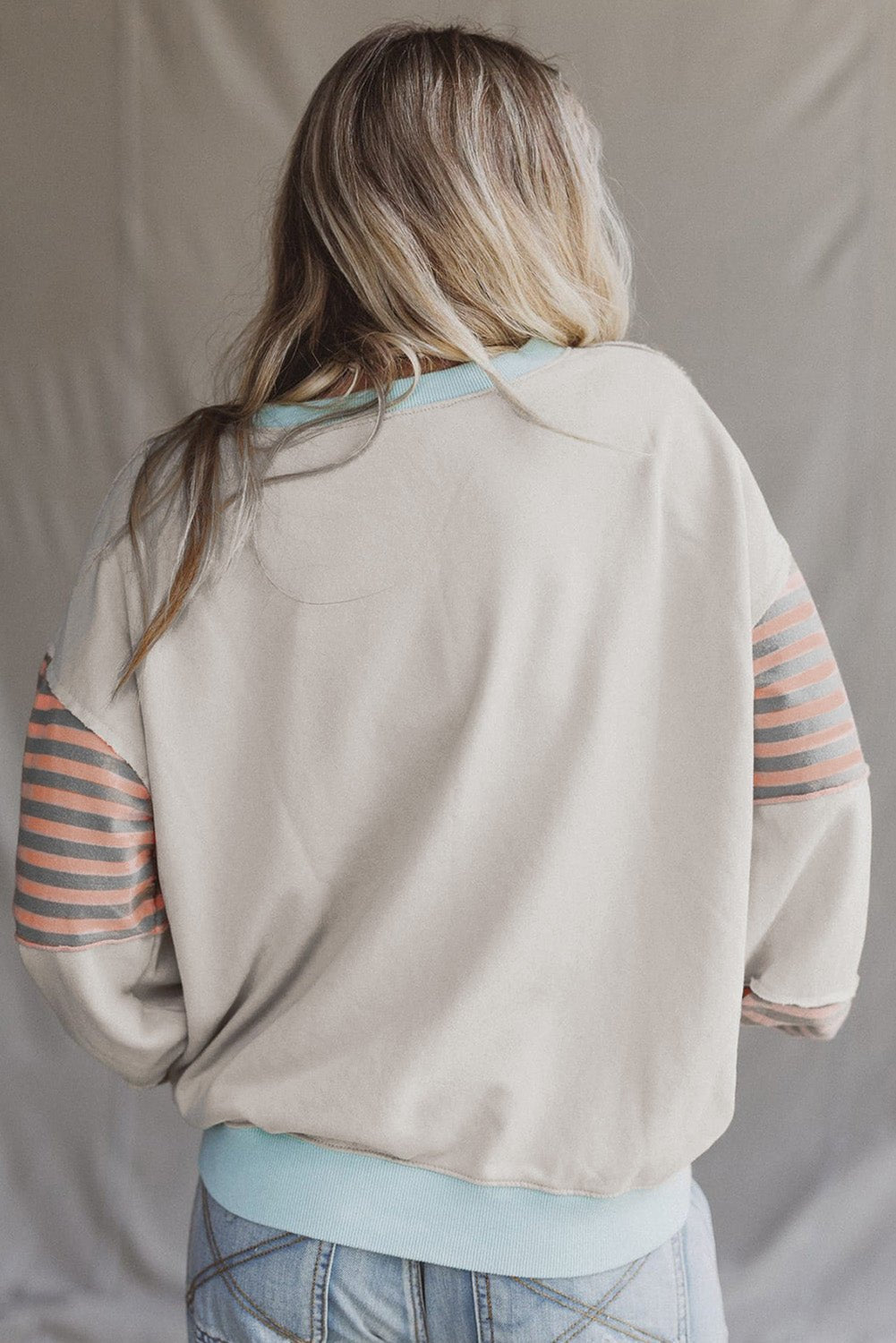 Jet Stream Colorblock Patchwork Striped Sleeve Sweatshirt - MAD RUFFI