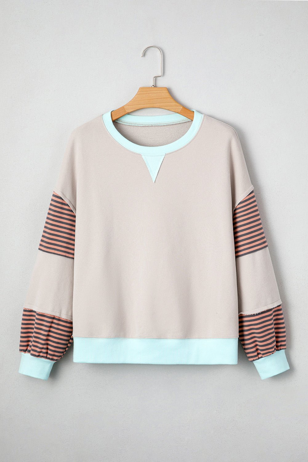 Jet Stream Colorblock Patchwork Striped Sleeve Sweatshirt - MAD RUFFI