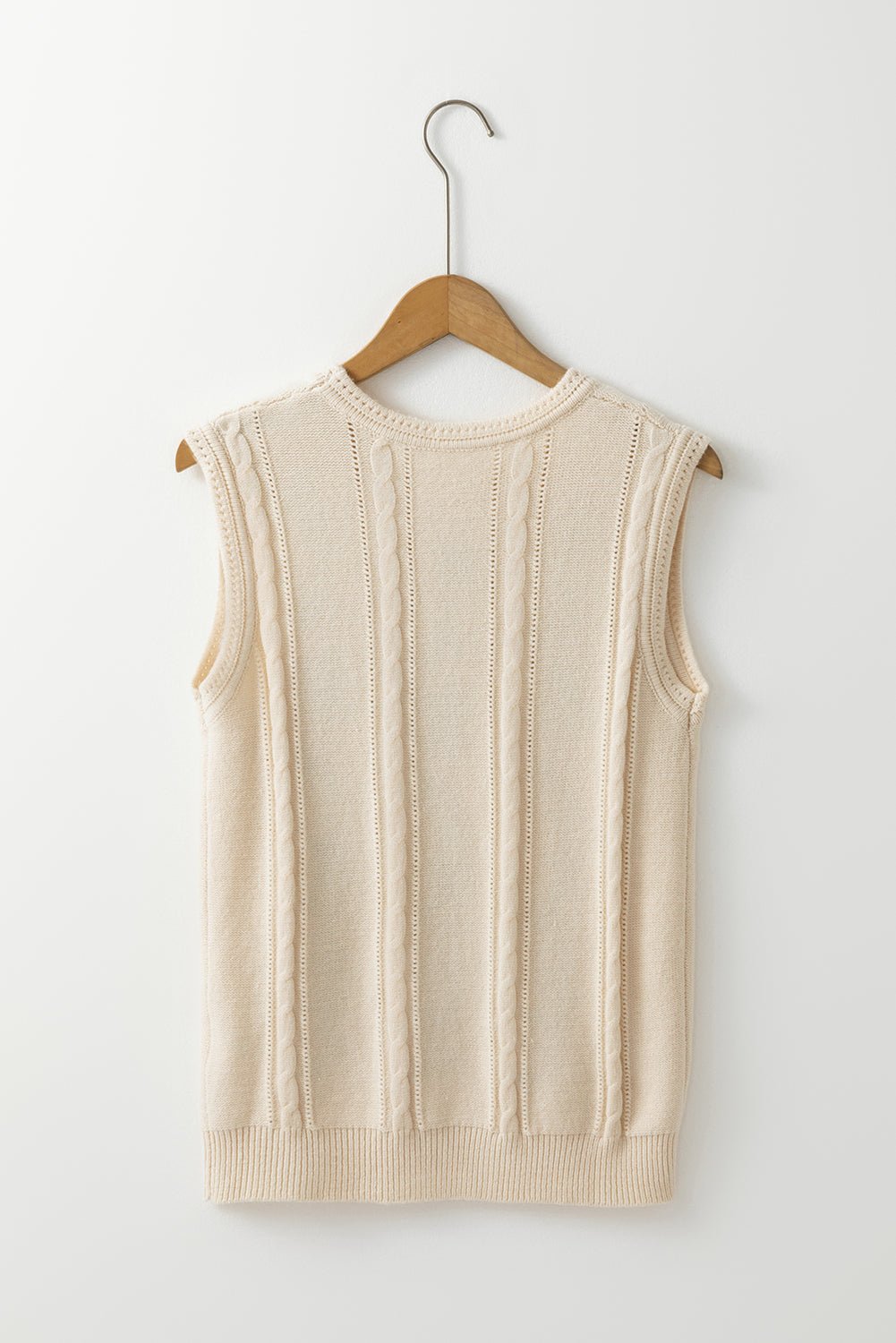Jet Stream Embroidered Floral Cable Knit Vest Top - MAD RUFFI