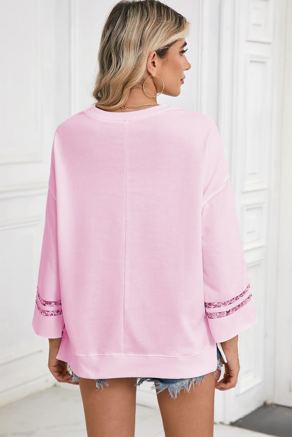 Jet Stream Floral Peace Sign Drop Shoulder Top - MAD RUFFI