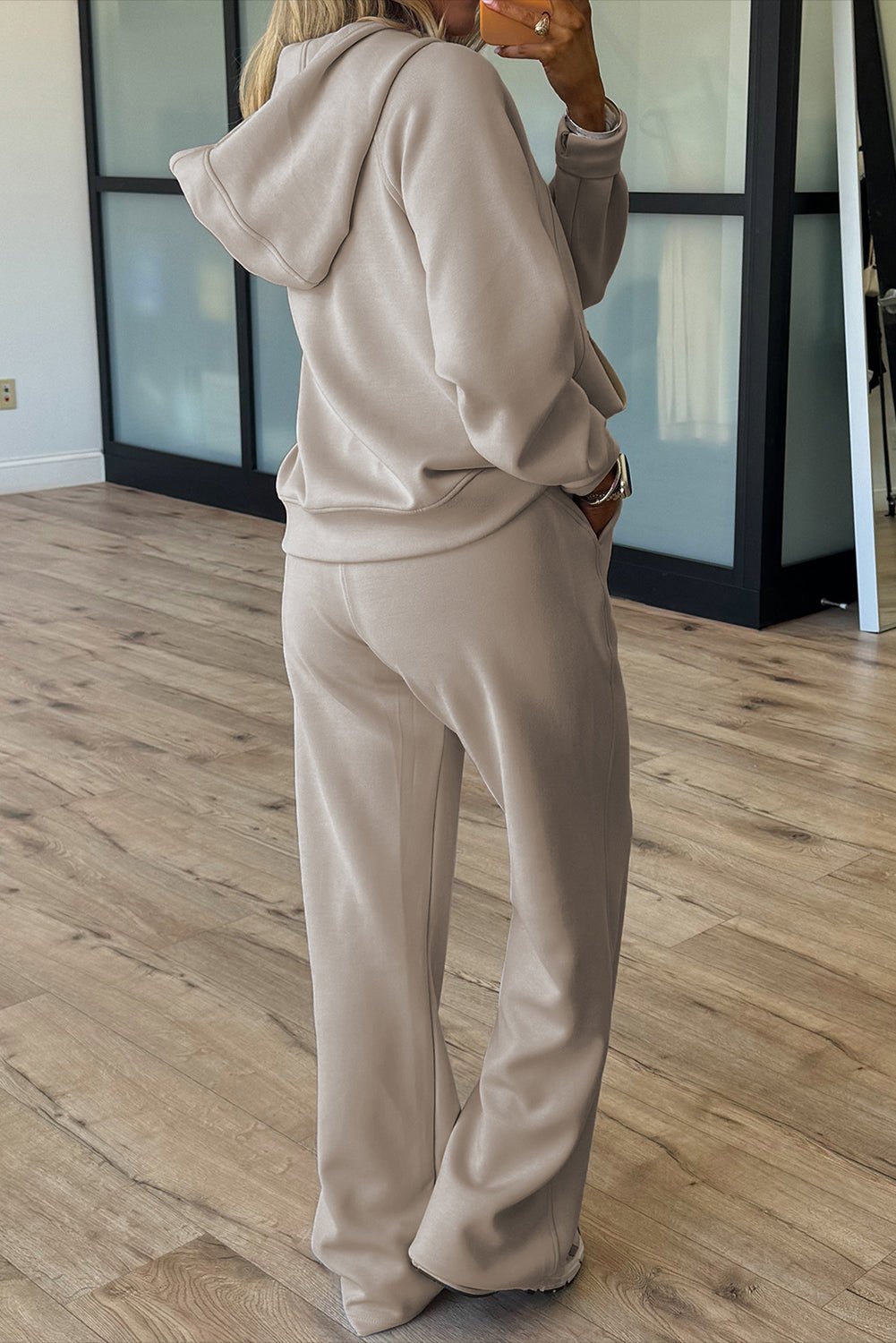 Jet Stream Half Zip Thumbhole Sleeve Hoodie Active Pants 2pcs Outfit - MAD RUFFI