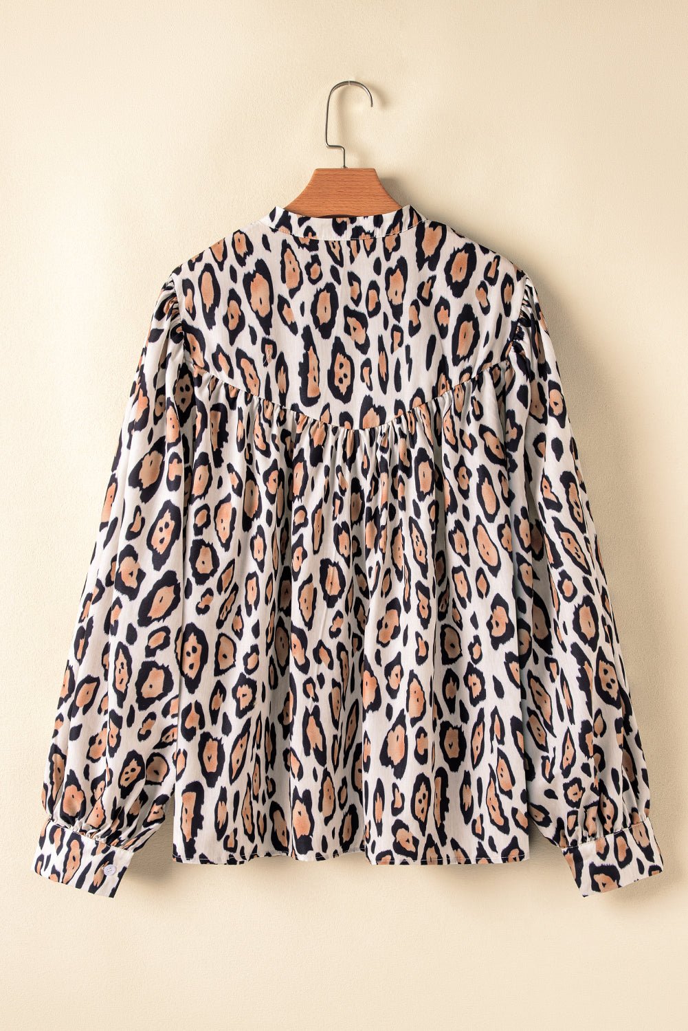 Jet Stream Leopard Print Balloon Sleeve Loose Blouse - MAD RUFFI