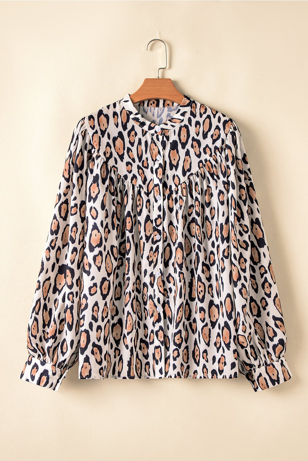 Jet Stream Leopard Print Balloon Sleeve Loose Blouse - MAD RUFFI