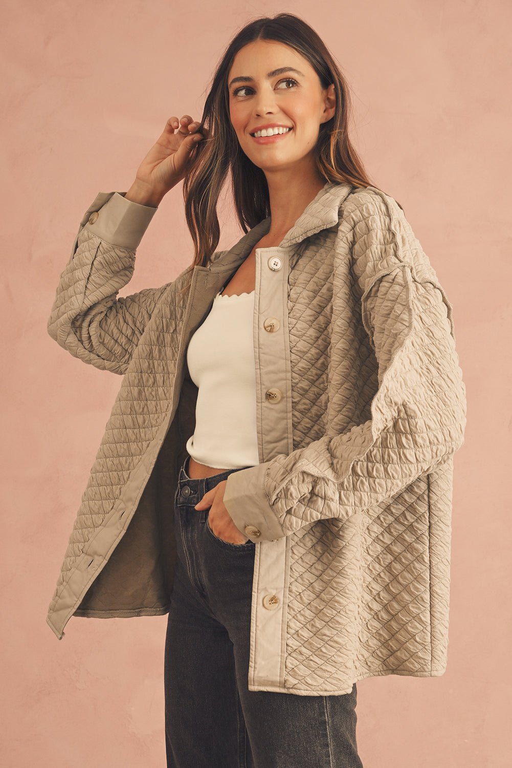 Jet Stream Quilted Puffer Buttoned Shacket - MAD RUFFI