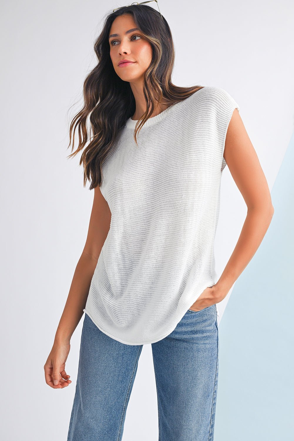 Jet Stream Solid Color Side Slits Sweater Tee - MAD RUFFI